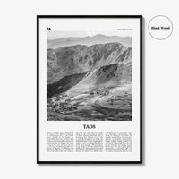 Taos Print Black and White, Taos Wall Art, Taos Poster, Taos Photo, Taos Wall Décor, New Mexico, USA, United States