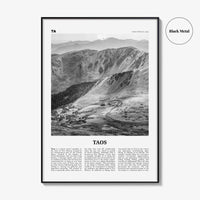 Taos Print Black and White, Taos Wall Art, Taos Poster, Taos Photo, Taos Wall Décor, New Mexico, USA, United States