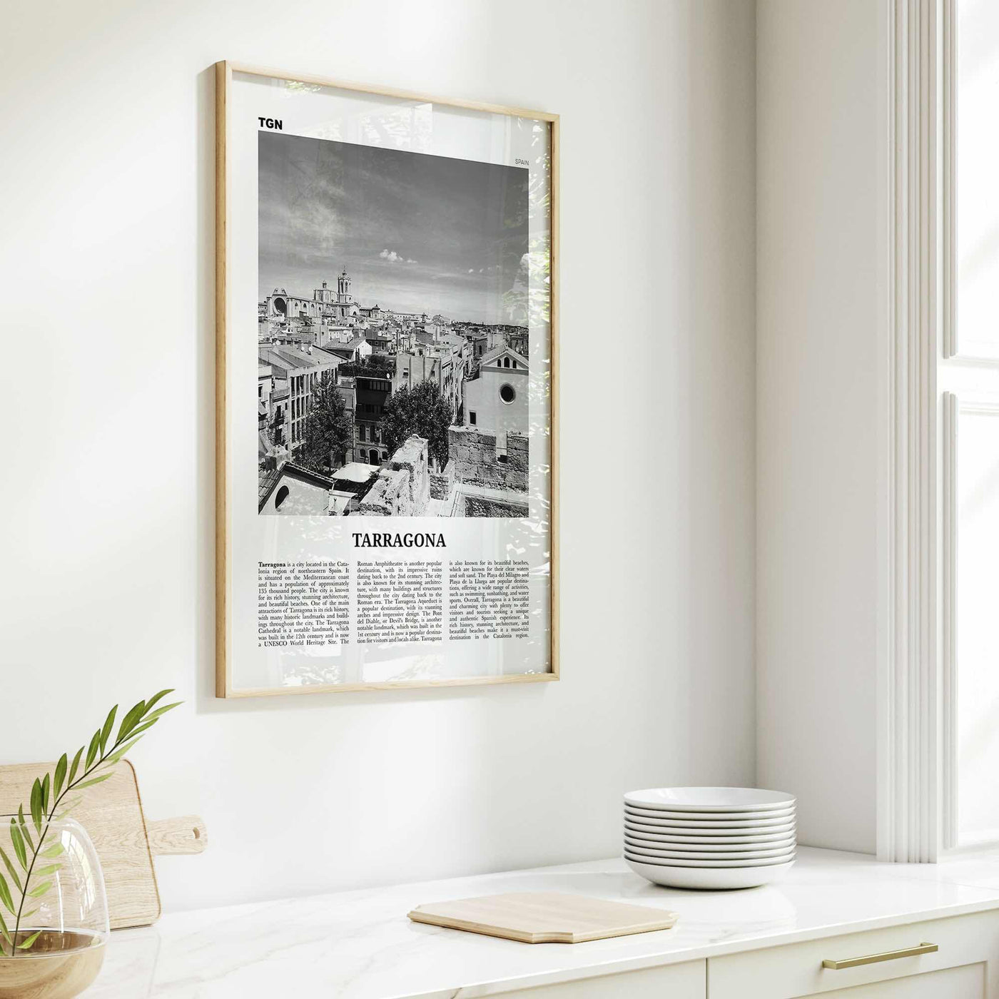 Tarragona Print Black and White, Tarragona Wall Art, Tarragona Poster, Tarragona Photo, Tarragona Wall Décor, Tarragona Map, Spain