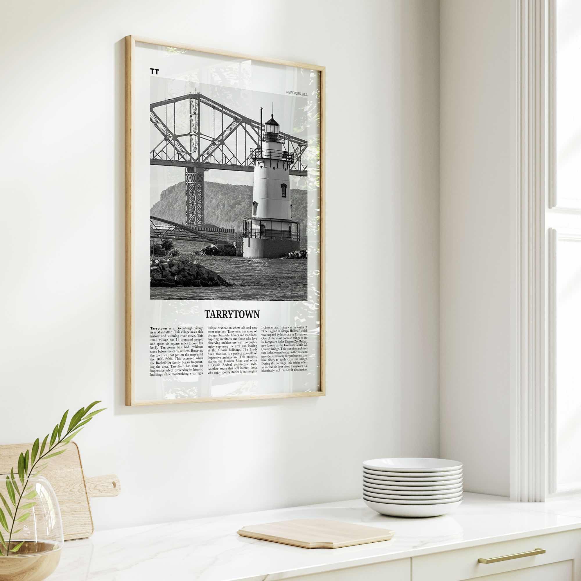 Tarrytown Print Black and White, Tarrytown Wall Art, Tarrytown Poster, Tarrytown Photo, Tarrytown Wall Décor, Tarrytown Map, New York, USA