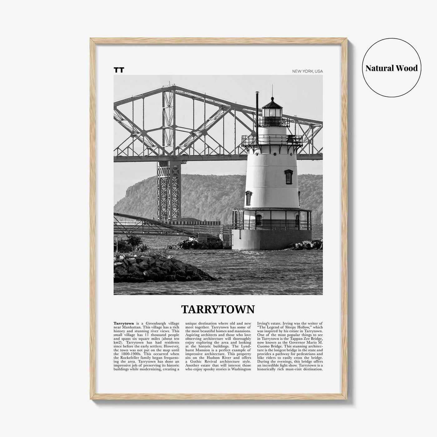 Tarrytown Print Black and White, Tarrytown Wall Art, Tarrytown Poster, Tarrytown Photo, Tarrytown Wall Décor, Tarrytown Map, New York, USA