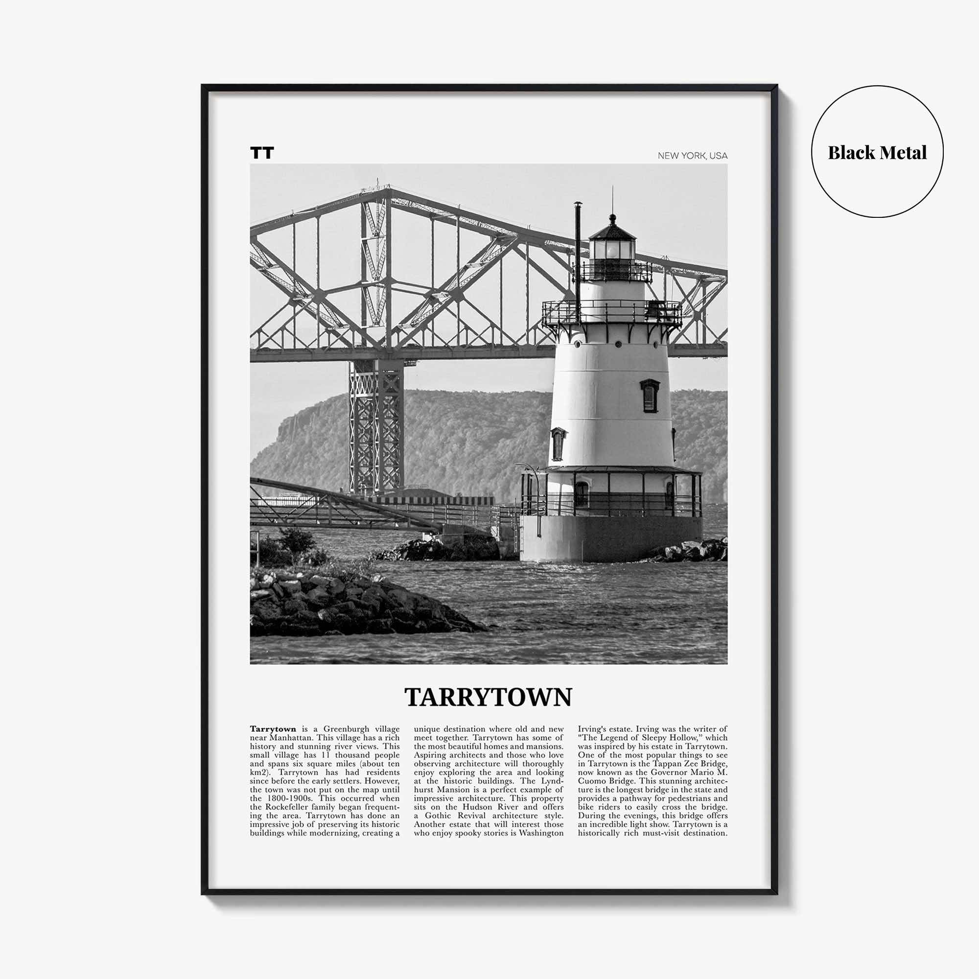 Tarrytown Print Black and White, Tarrytown Wall Art, Tarrytown Poster, Tarrytown Photo, Tarrytown Wall Décor, Tarrytown Map, New York, USA