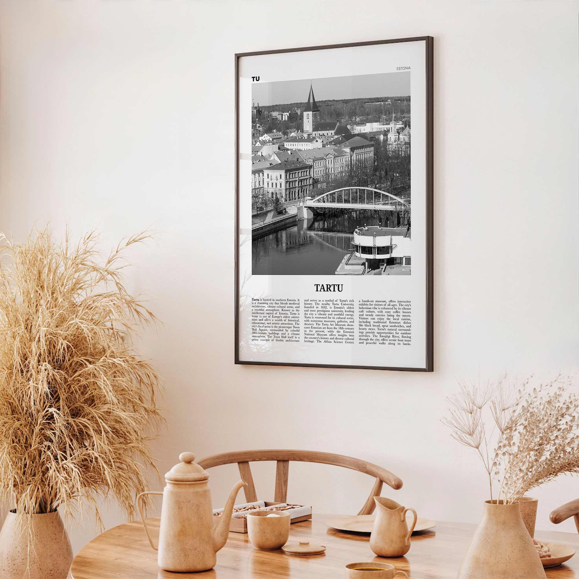 Tartu Print Black and White, Tartu Wall Art, Tartu Poster, Tartu Photo, Tartu Wall Décor, Tartu Map, Estonia