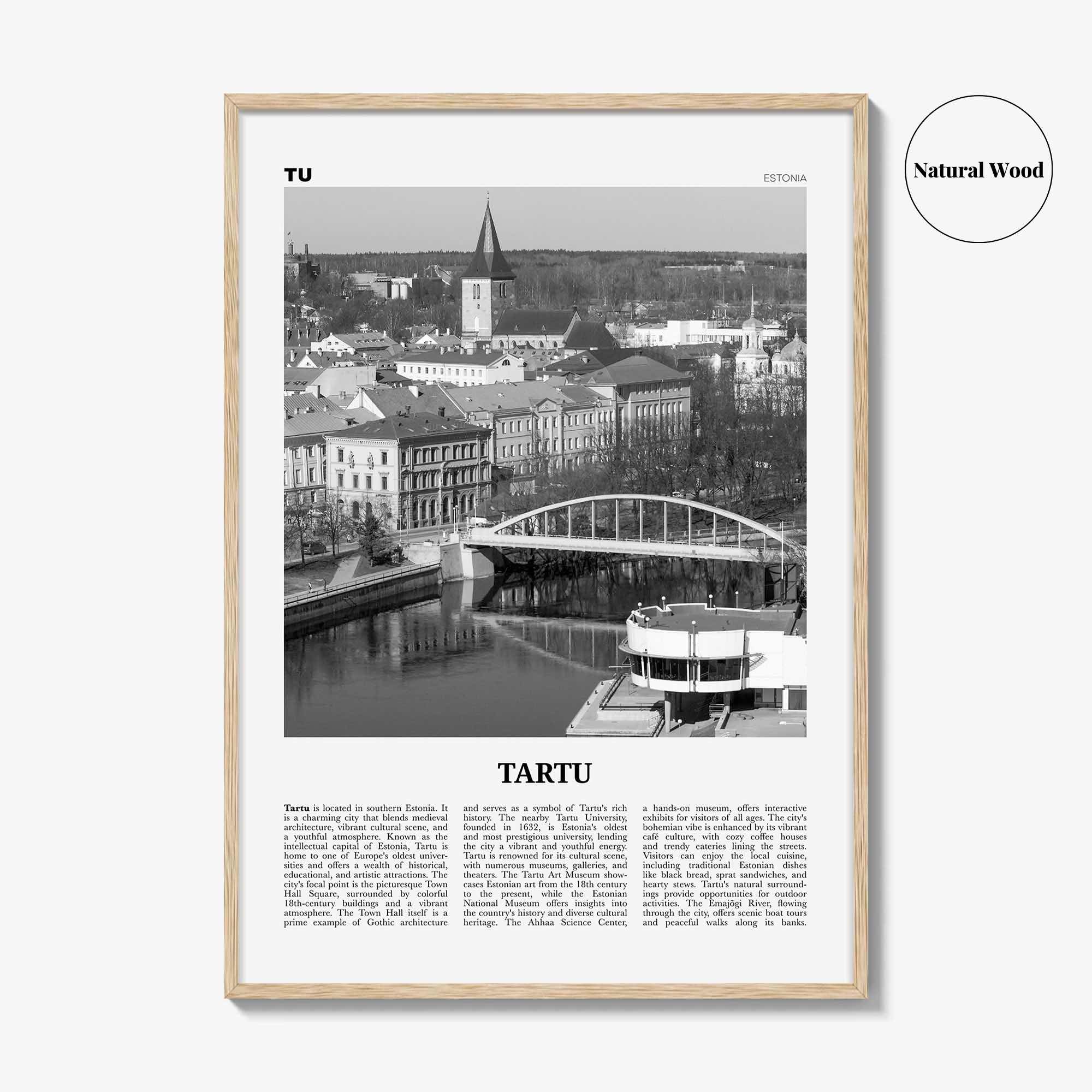 Tartu Print Black and White, Tartu Wall Art, Tartu Poster, Tartu Photo, Tartu Wall Décor, Tartu Map, Estonia