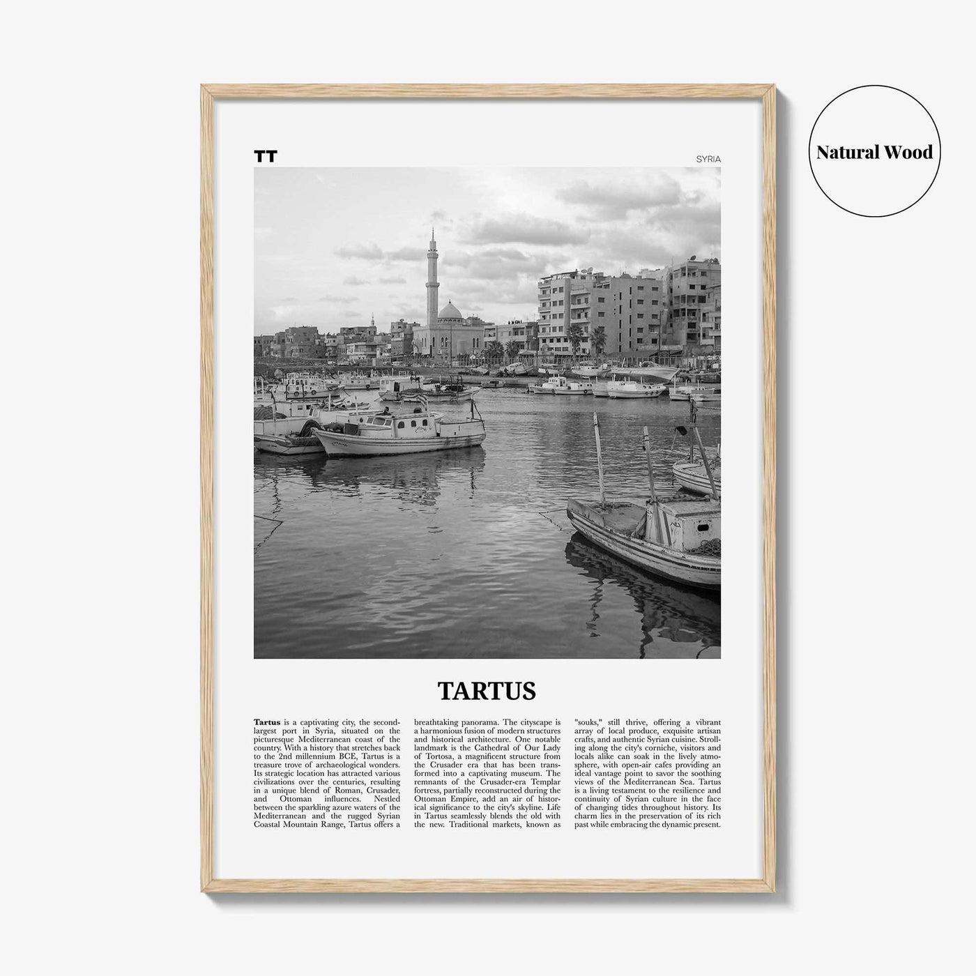 Tartus Print Black and White, Tartus Wall Art, Tartus Poster, Tartus Photo, Tartus Wall Décor, Tartus Map, Syria