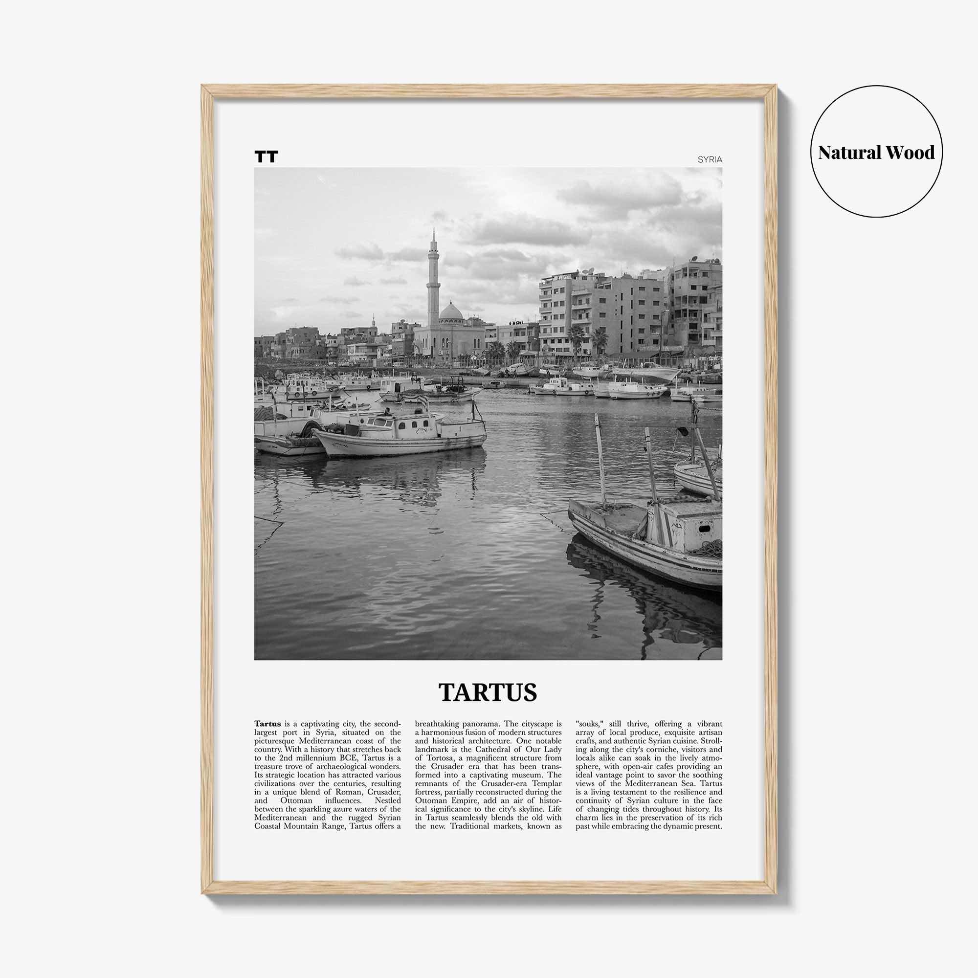 Tartus Print Black and White, Tartus Wall Art, Tartus Poster, Tartus Photo, Tartus Wall Décor, Tartus Map, Syria