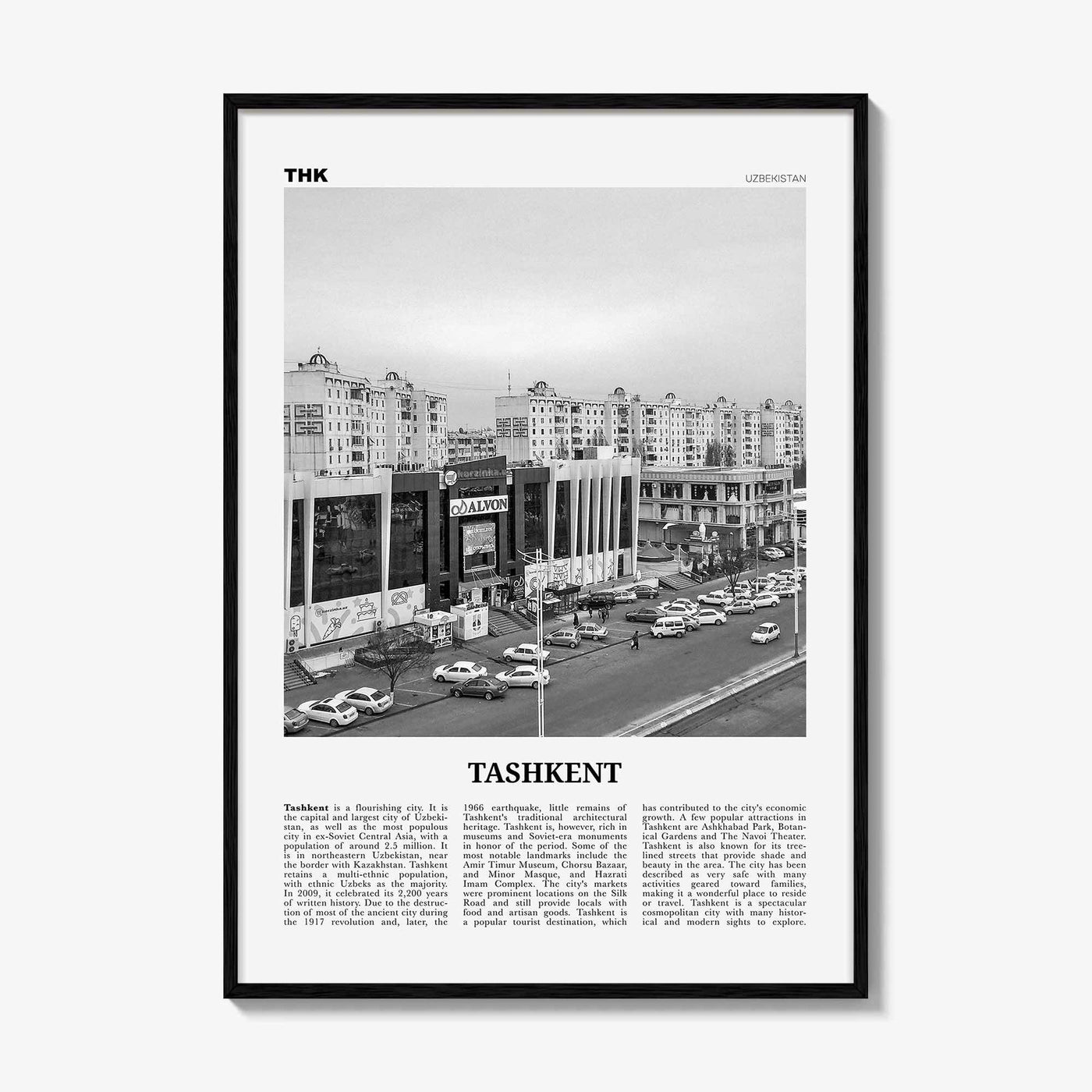 Tashkent Print Black and White, Tashkent Wall Art, Tashkent Poster, Tashkent Photo, Tashkent Wall Décor, Uzbekistan, Toshkent, Ташкент