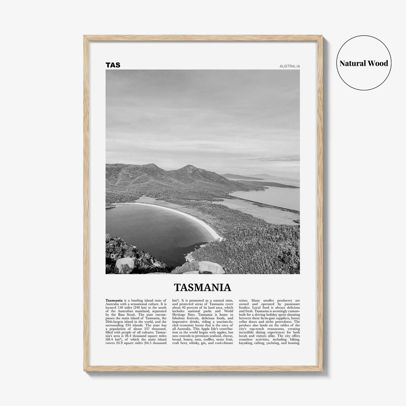 Tasmania Print Black and White No 1, Tasmania Wall Art, Tasmania Poster, Tasmania Photo, TAS, Tassie, Hobart, Australia, Oceania