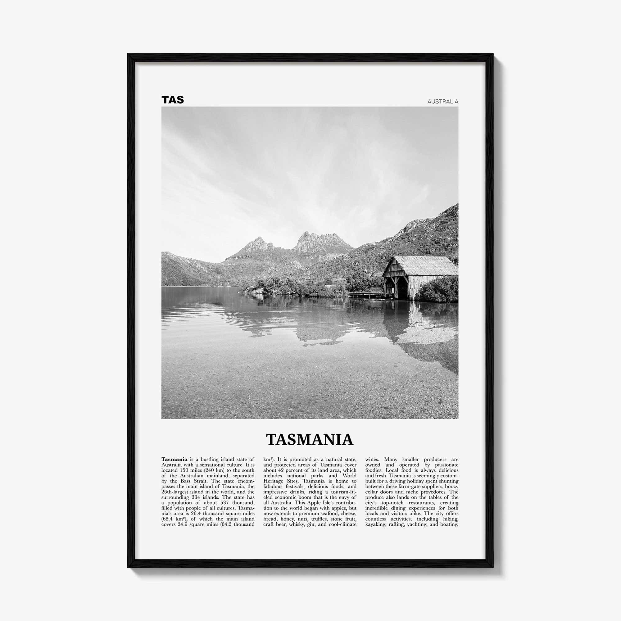 Tasmania Print Black and White No 2, Tasmania Wall Art, Tasmania Poster, Tasmania Photo, TAS, Tassie, Hobart, Australia, Oceania