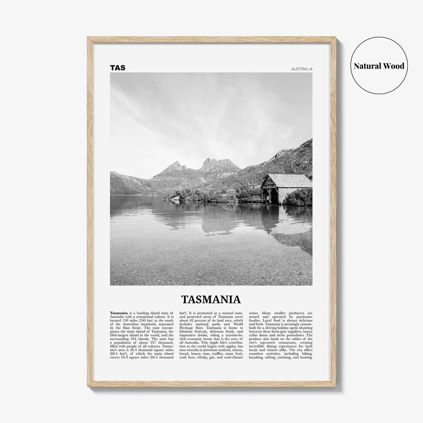 Tasmania Print Black and White No 2, Tasmania Wall Art, Tasmania Poster, Tasmania Photo, TAS, Tassie, Hobart, Australia, Oceania