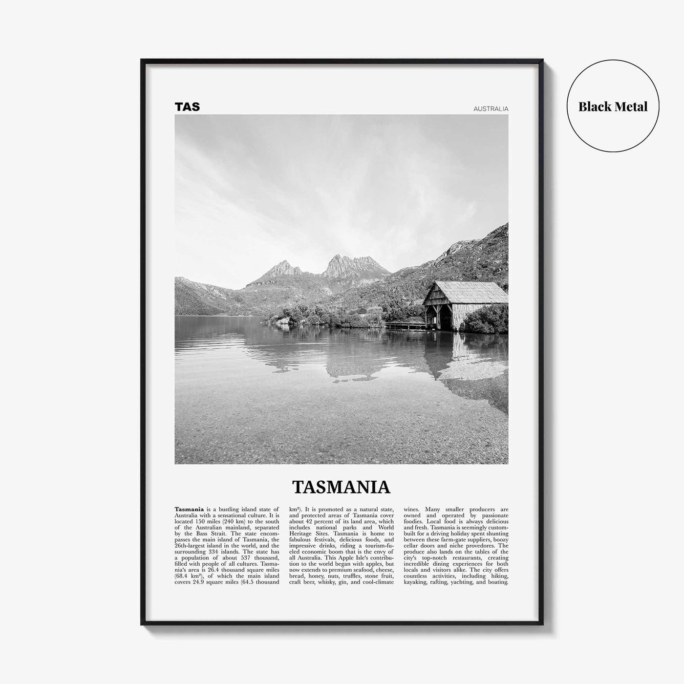 Tasmania Print Black and White No 2, Tasmania Wall Art, Tasmania Poster, Tasmania Photo, TAS, Tassie, Hobart, Australia, Oceania