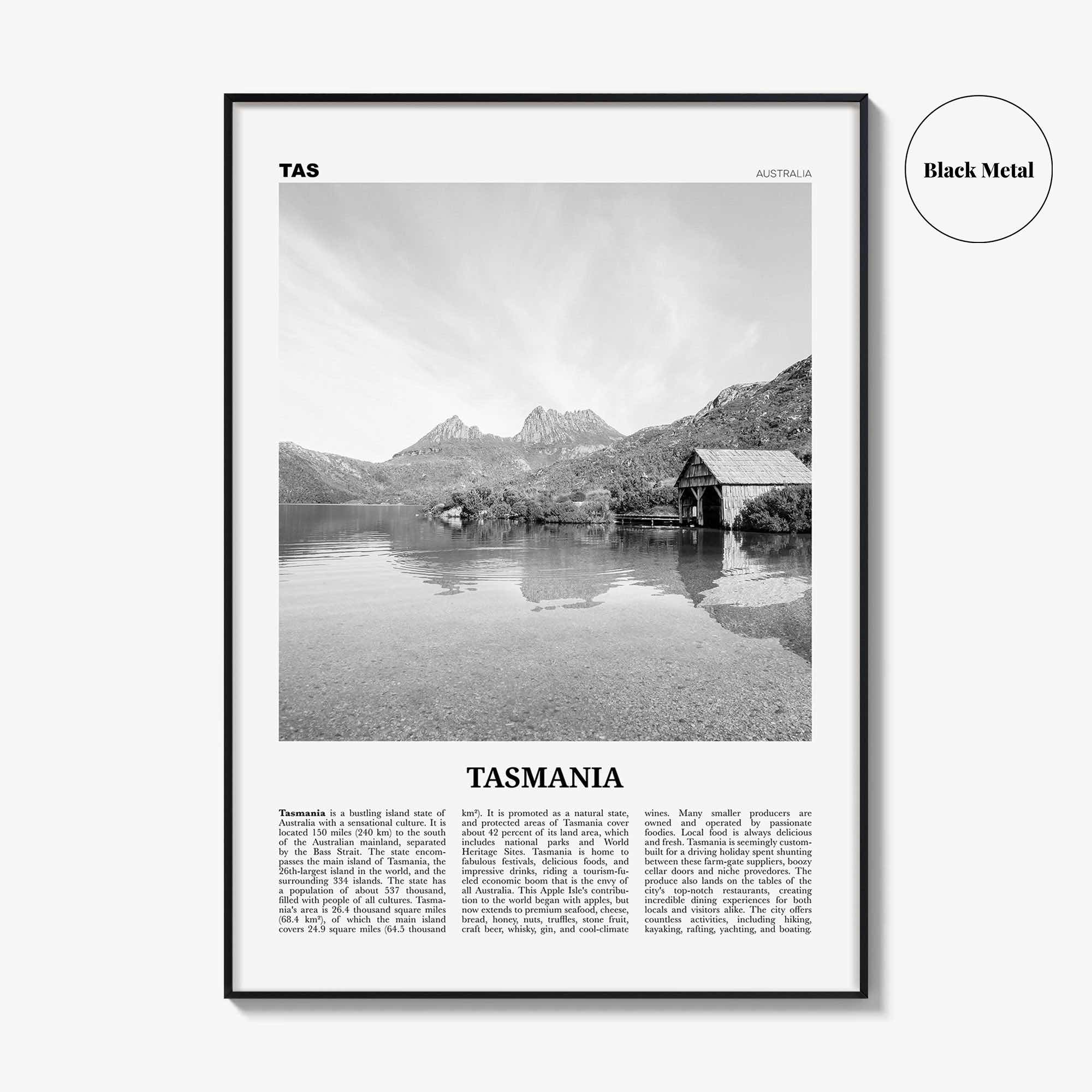 Tasmania Print Black and White No 2, Tasmania Wall Art, Tasmania Poster, Tasmania Photo, TAS, Tassie, Hobart, Australia, Oceania