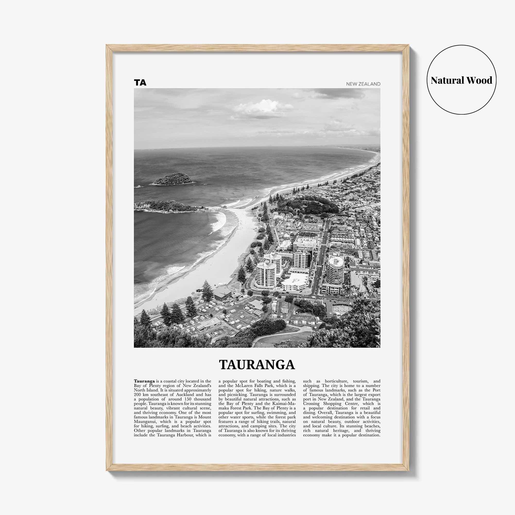 Tauranga Print Black and White, Tauranga Wall Art, Tauranga Poster, Tauranga Photo, Tauranga Wall Décor, Tauranga Map, New Zealand