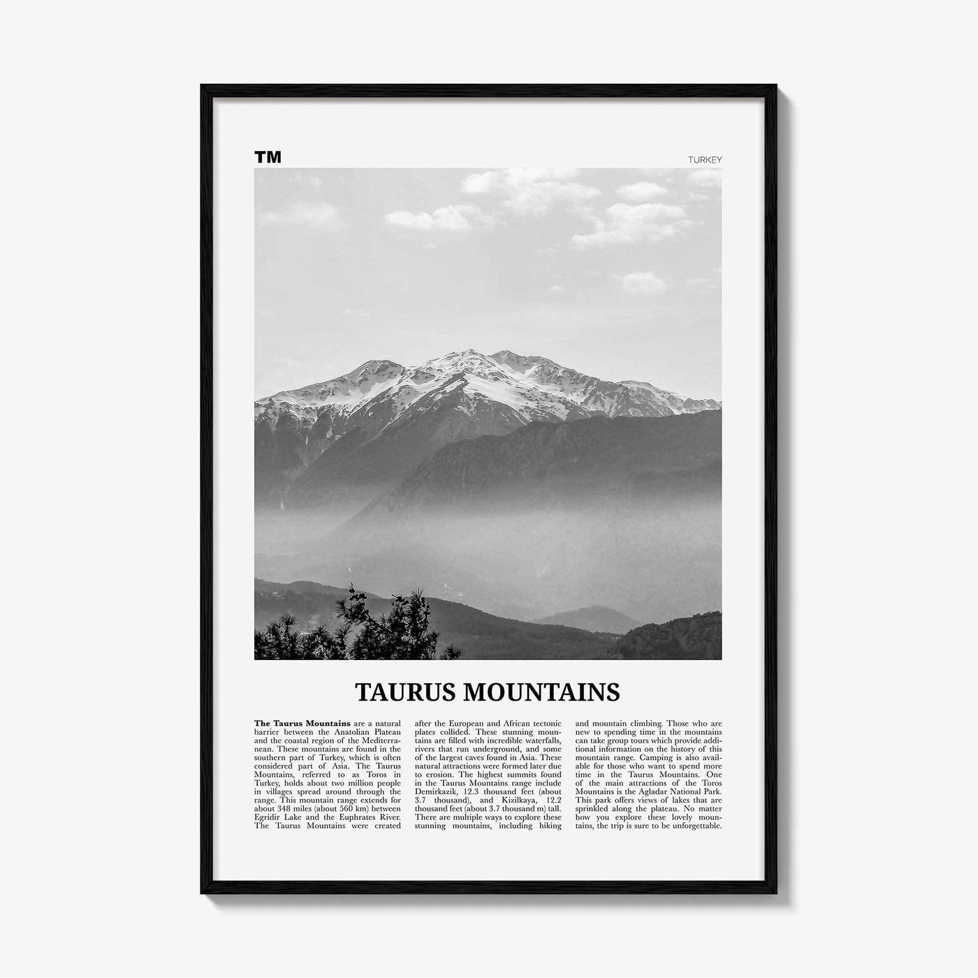 Taurus Mountains Print Black and White, Taurus Mountains Wall Art, Taurus Mountains Poster, Taurus Mountains Photo, Taurus Mountains Décor