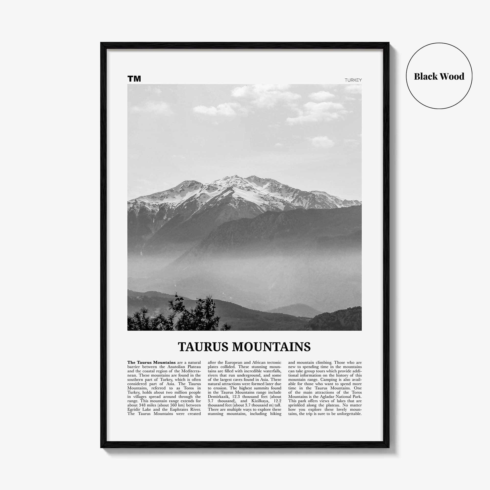 Taurus Mountains Print Black and White, Taurus Mountains Wall Art, Taurus Mountains Poster, Taurus Mountains Photo, Taurus Mountains Décor