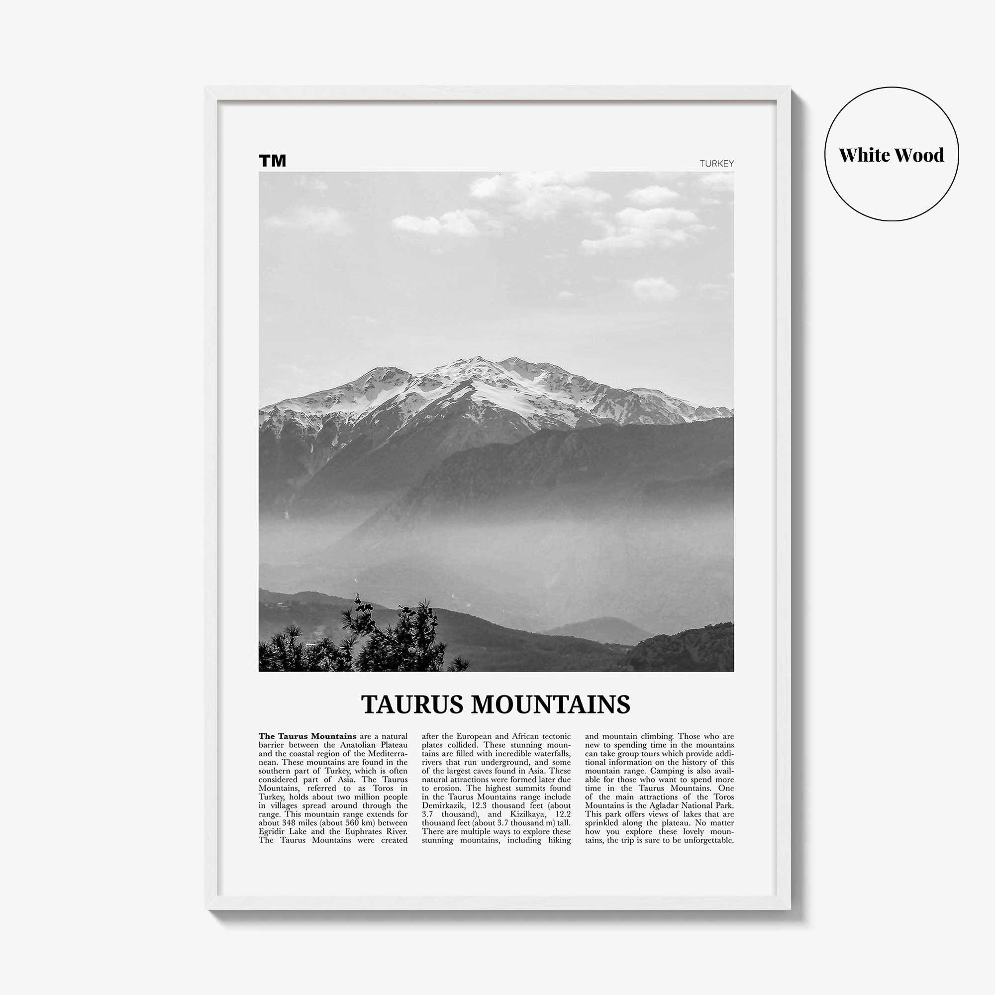 Taurus Mountains Print Black and White, Taurus Mountains Wall Art, Taurus Mountains Poster, Taurus Mountains Photo, Taurus Mountains Décor