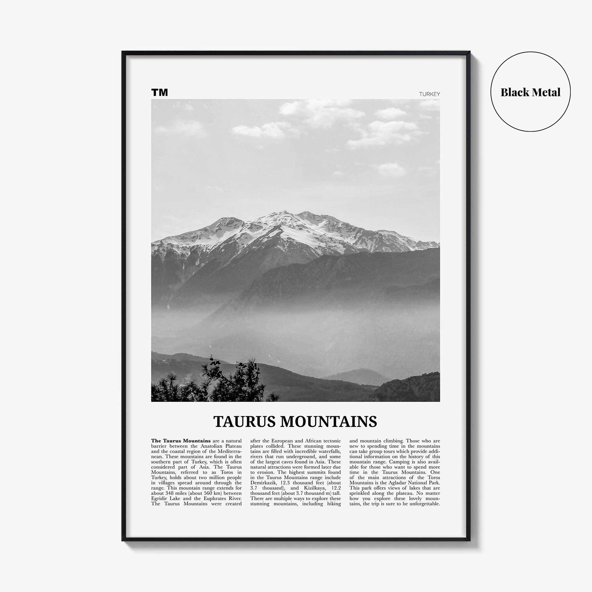 Taurus Mountains Print Black and White, Taurus Mountains Wall Art, Taurus Mountains Poster, Taurus Mountains Photo, Taurus Mountains Décor