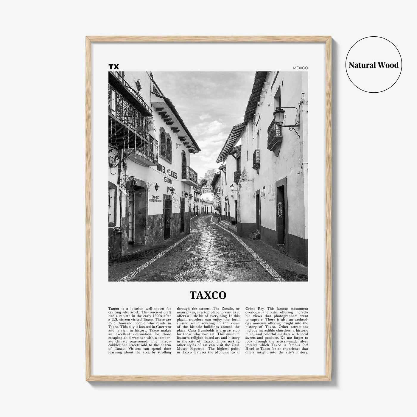 Taxco Print Black and White, Taxco Wall Art, Taxco Poster, Taxco Photo, Taxco Wall Décor, Taxco Map, Mexico