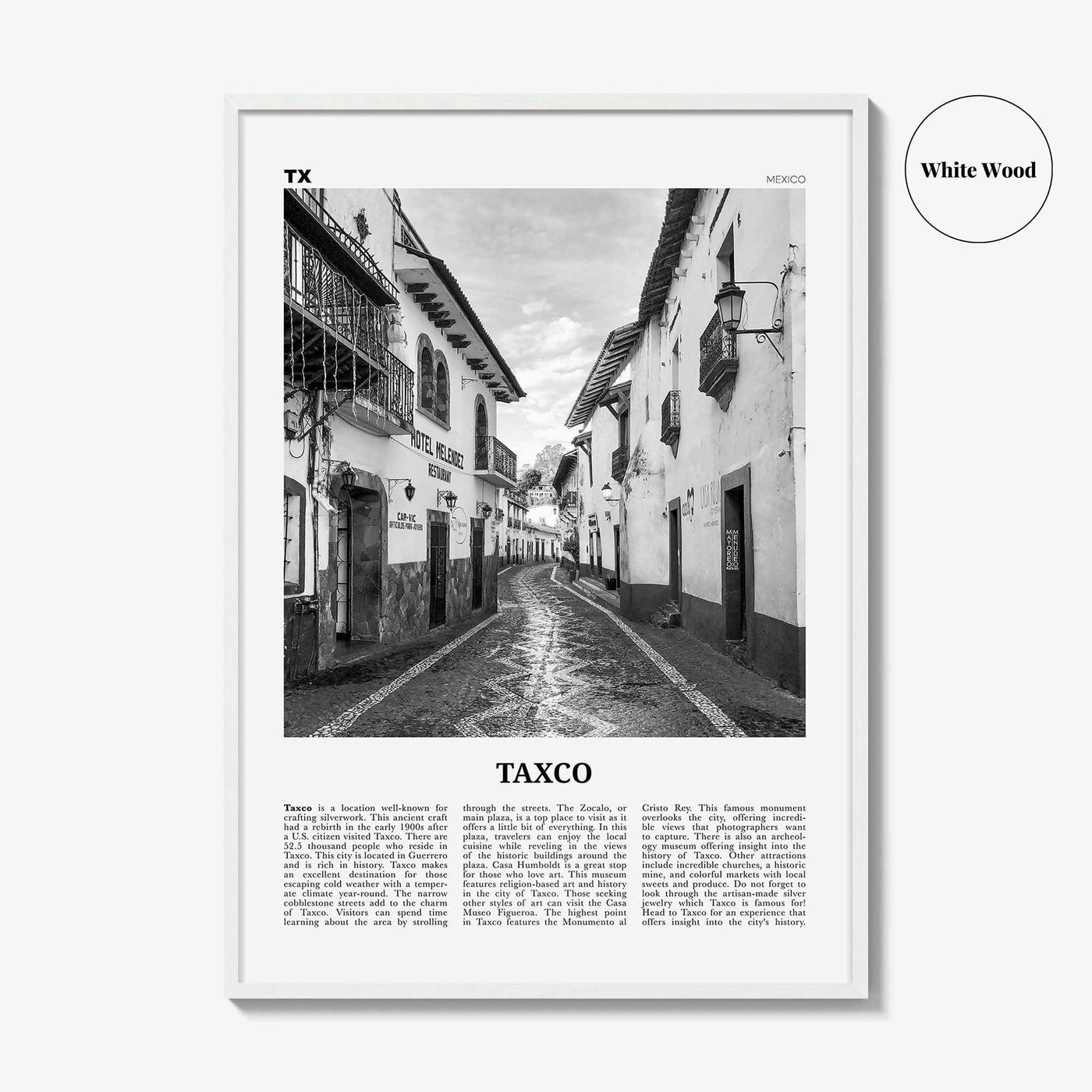 Taxco Print Black and White, Taxco Wall Art, Taxco Poster, Taxco Photo, Taxco Wall Décor, Taxco Map, Mexico