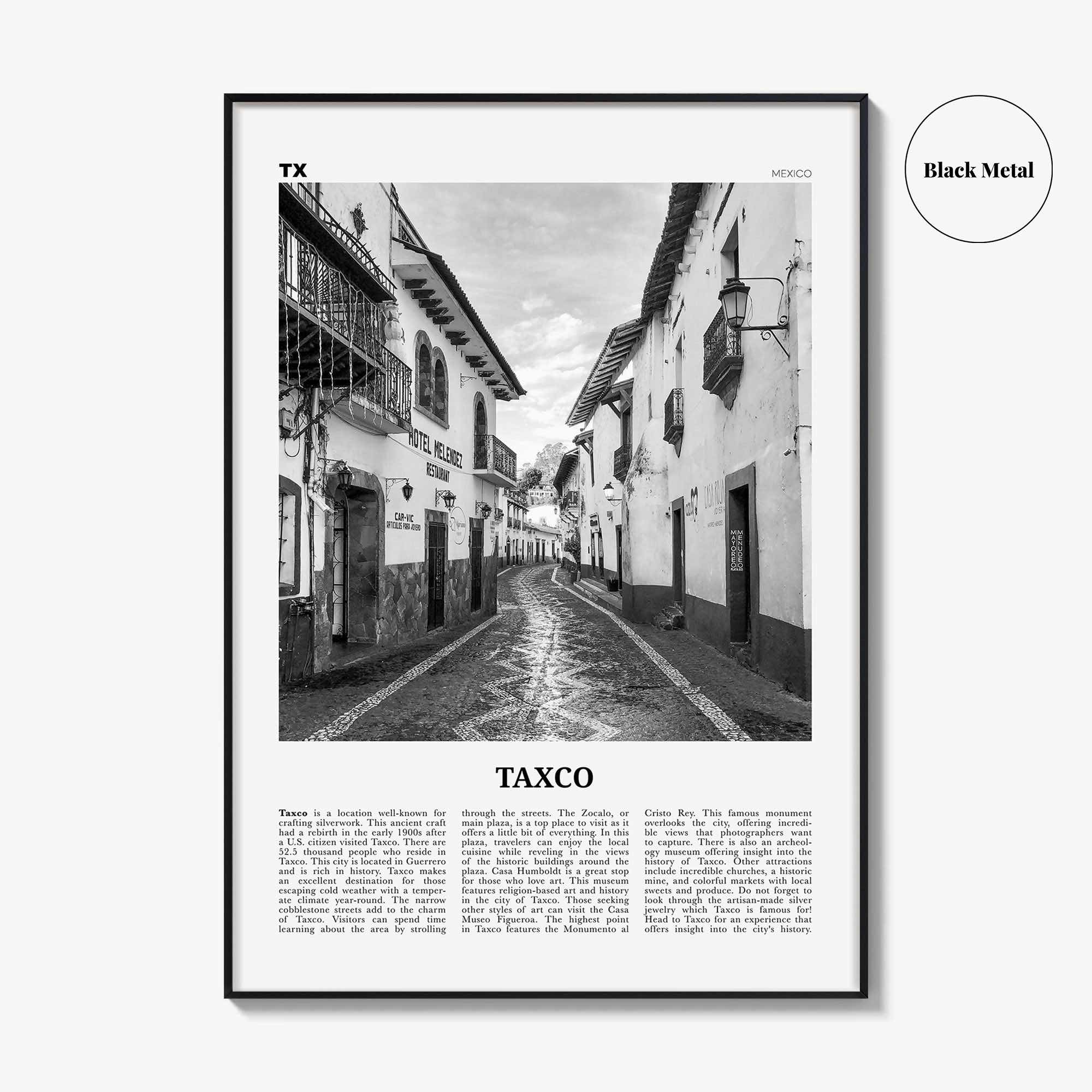 Taxco Print Black and White, Taxco Wall Art, Taxco Poster, Taxco Photo, Taxco Wall Décor, Taxco Map, Mexico