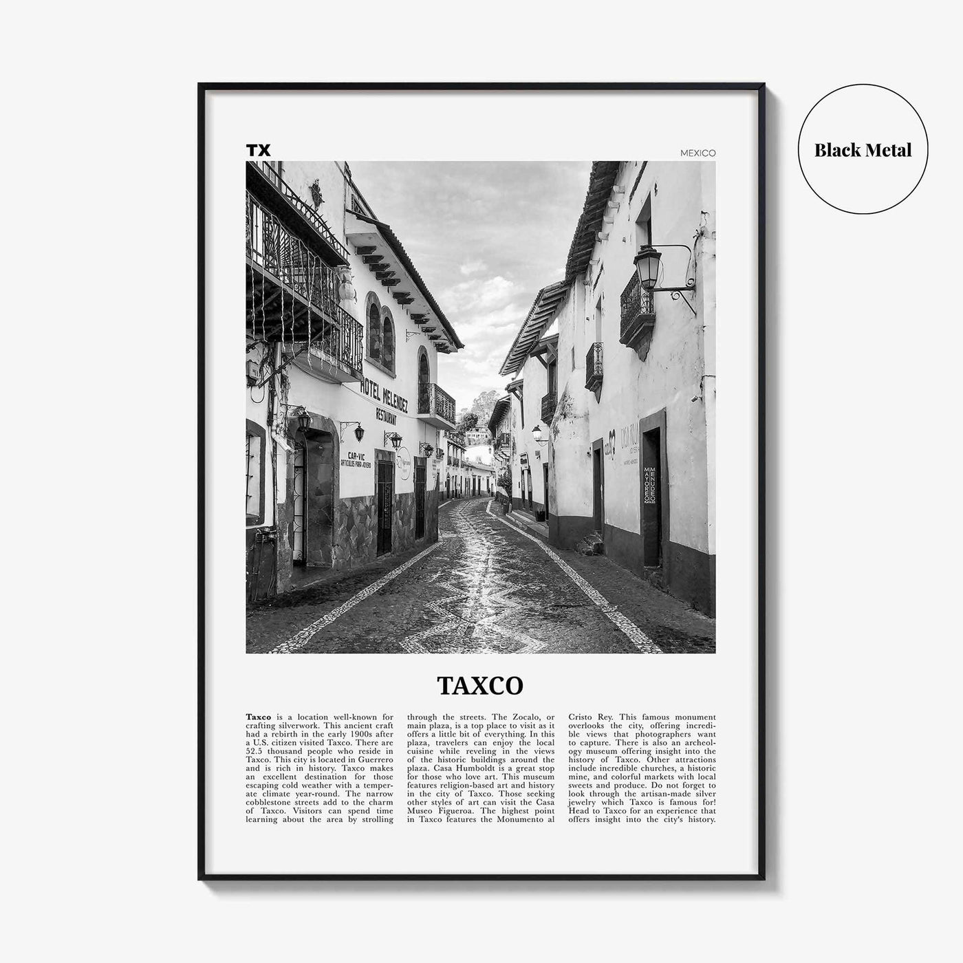 Taxco Print Black and White, Taxco Wall Art, Taxco Poster, Taxco Photo, Taxco Wall Décor, Taxco Map, Mexico