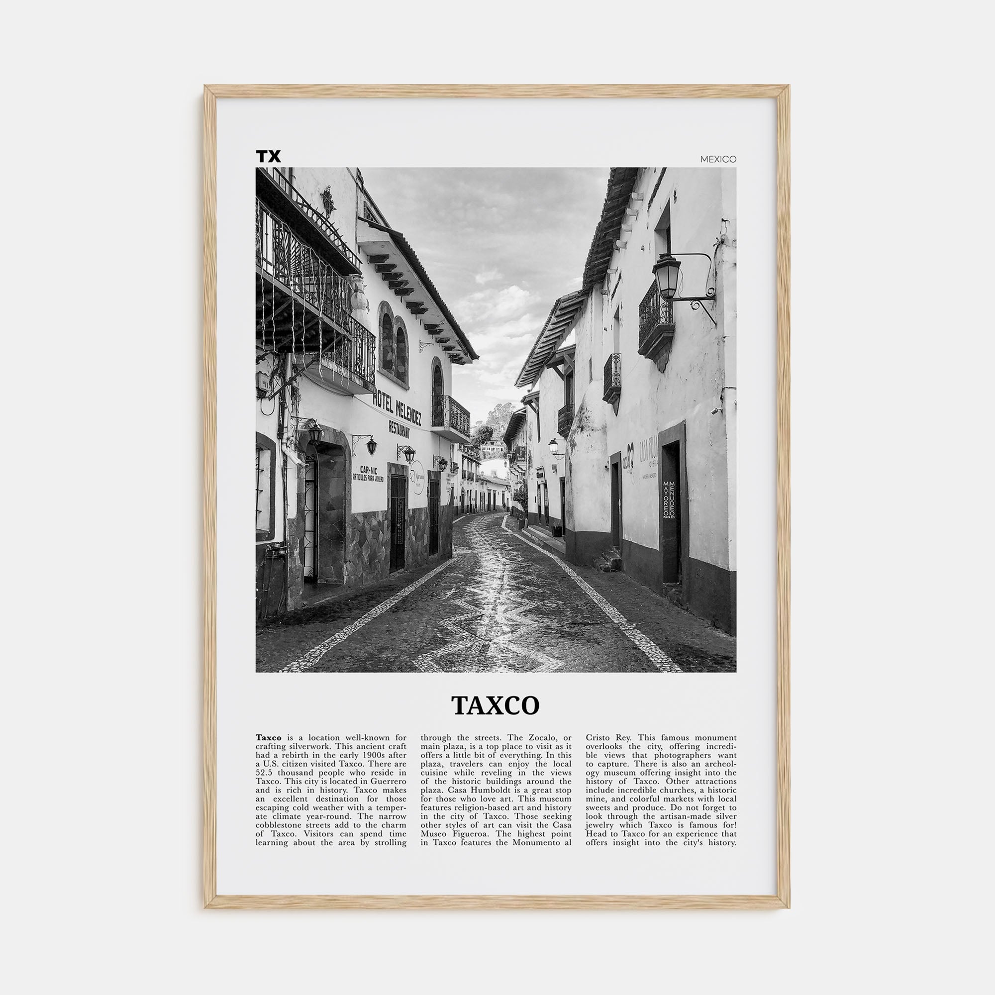Taxco Travel B&W Poster