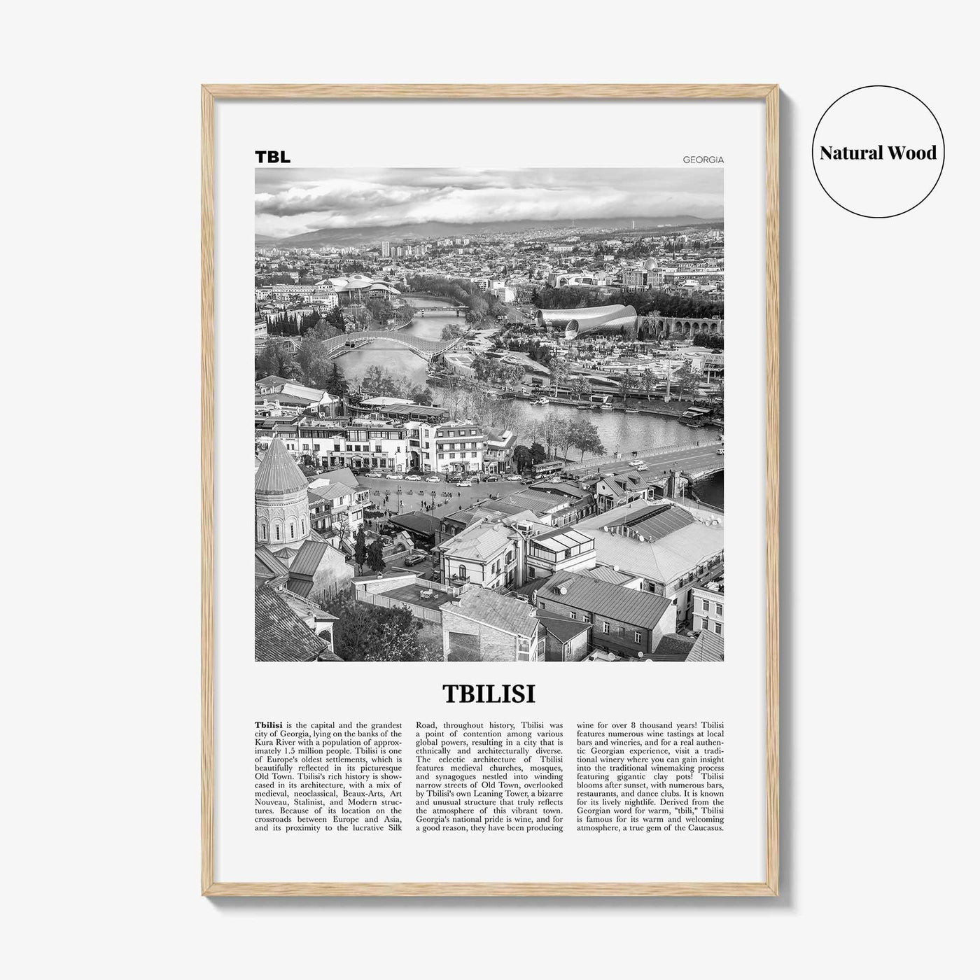 Tbilisi Print Black and White, Tbilisi Wall Art, Tbilisi Poster, Tbilisi Photo, Tbilisi Wall Décor, Georgia, თბილისი, Tiflis, Kura River