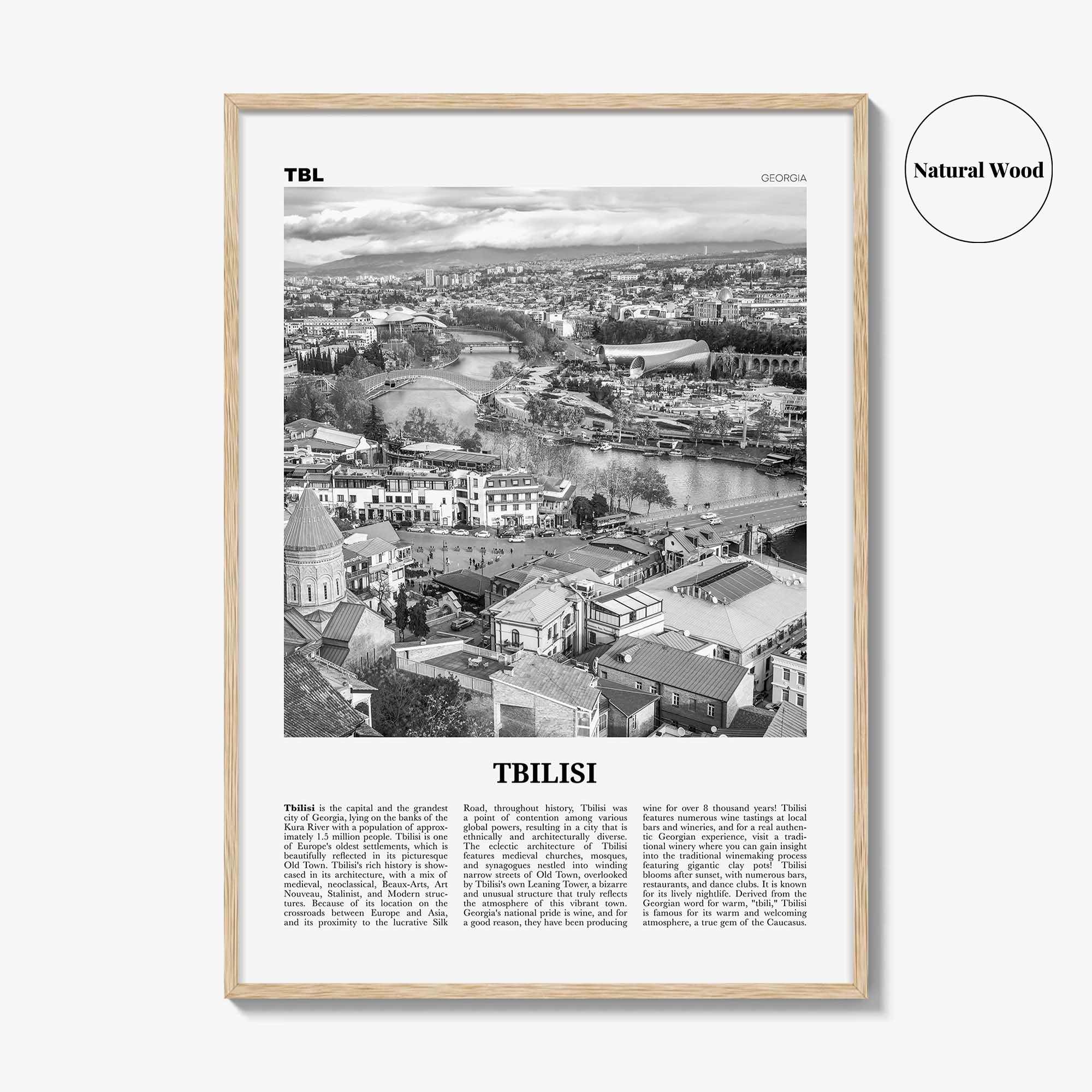 Tbilisi Print Black and White, Tbilisi Wall Art, Tbilisi Poster, Tbilisi Photo, Tbilisi Wall Décor, Georgia, თბილისი, Tiflis, Kura River