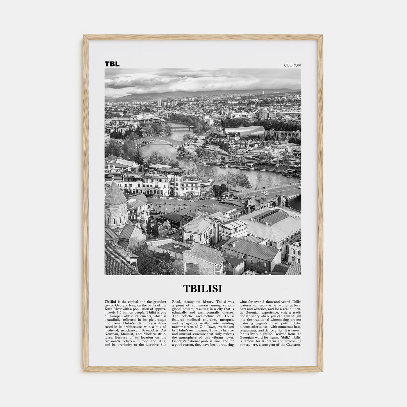 Tbilisi Travel B&W Poster