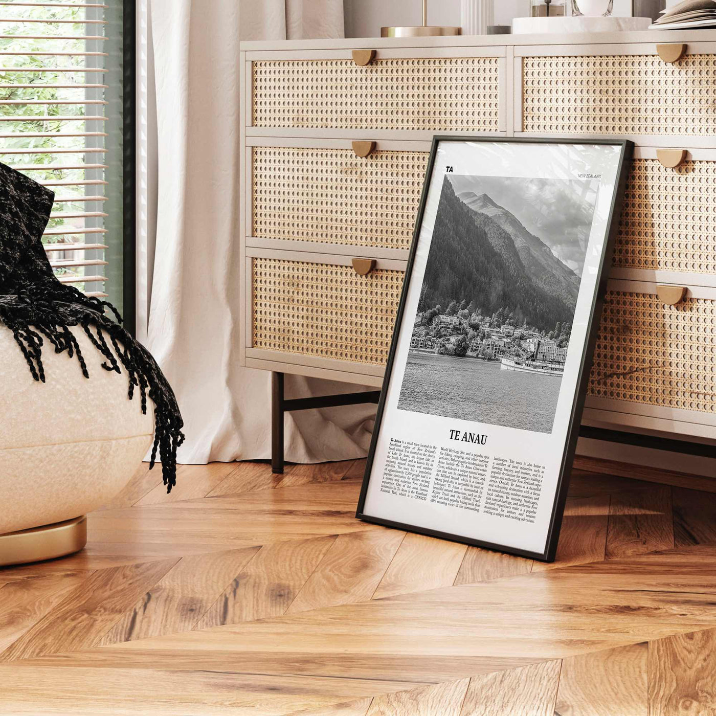 Te Anau Print Black and White, Te Anau Wall Art, Te Anau Poster, Te Anau Photo, Te Anau Wall Décor, Te Anau Map, New Zealand