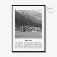 Te Anau Print Black and White, Te Anau Wall Art, Te Anau Poster, Te Anau Photo, Te Anau Wall Décor, Te Anau Map, New Zealand