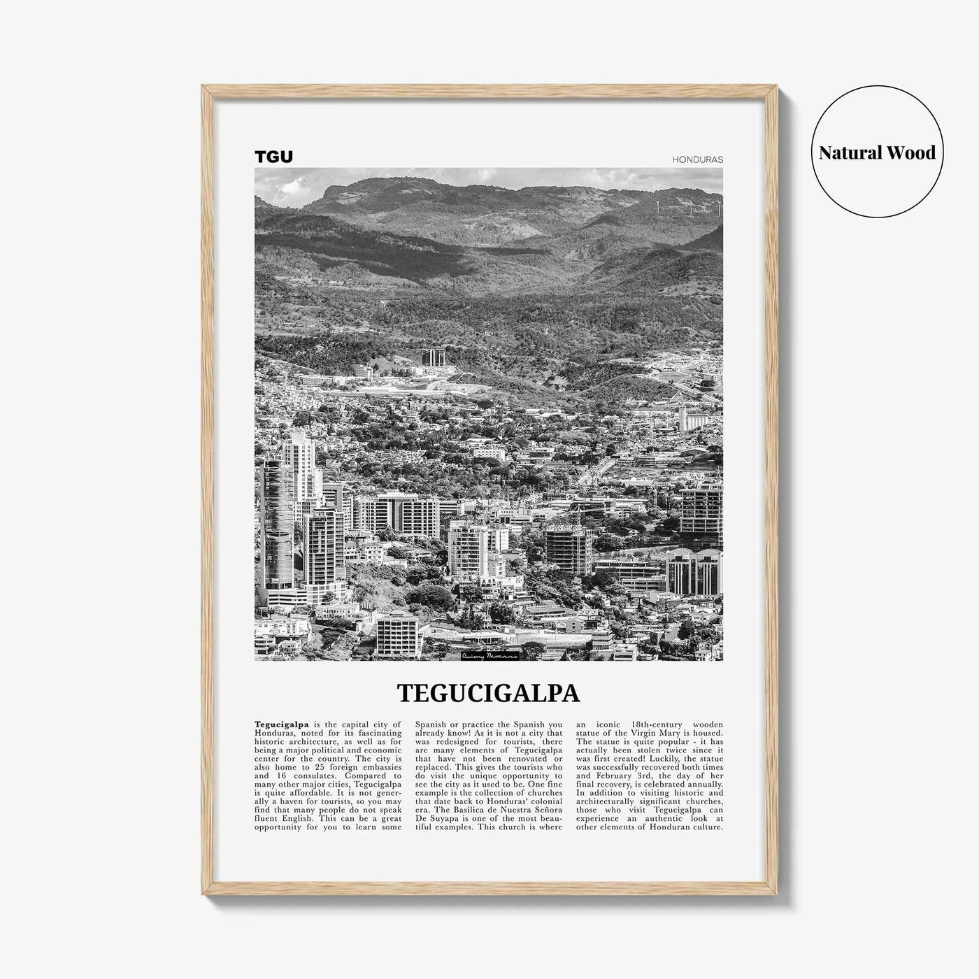 Tegucigalpa Print Black and White, Tegucigalpa Wall Art, Tegucigalpa Poster, Tegucigalpa Photo, Tegucigalpa Wall Décor, Honduras