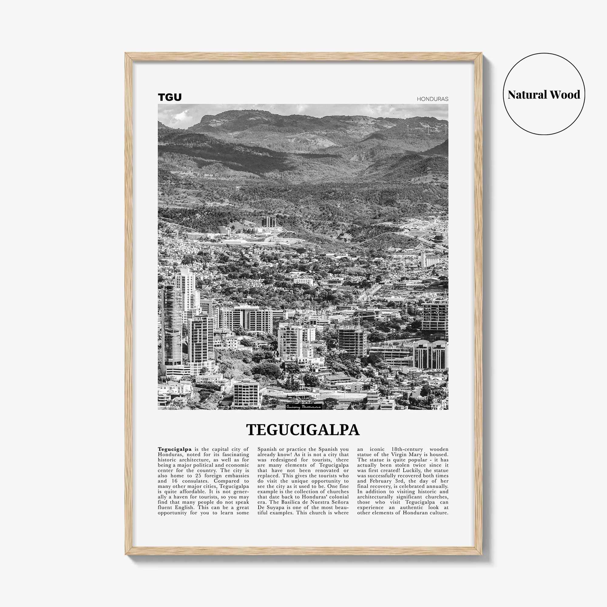 Tegucigalpa Print Black and White, Tegucigalpa Wall Art, Tegucigalpa Poster, Tegucigalpa Photo, Tegucigalpa Wall Décor, Honduras