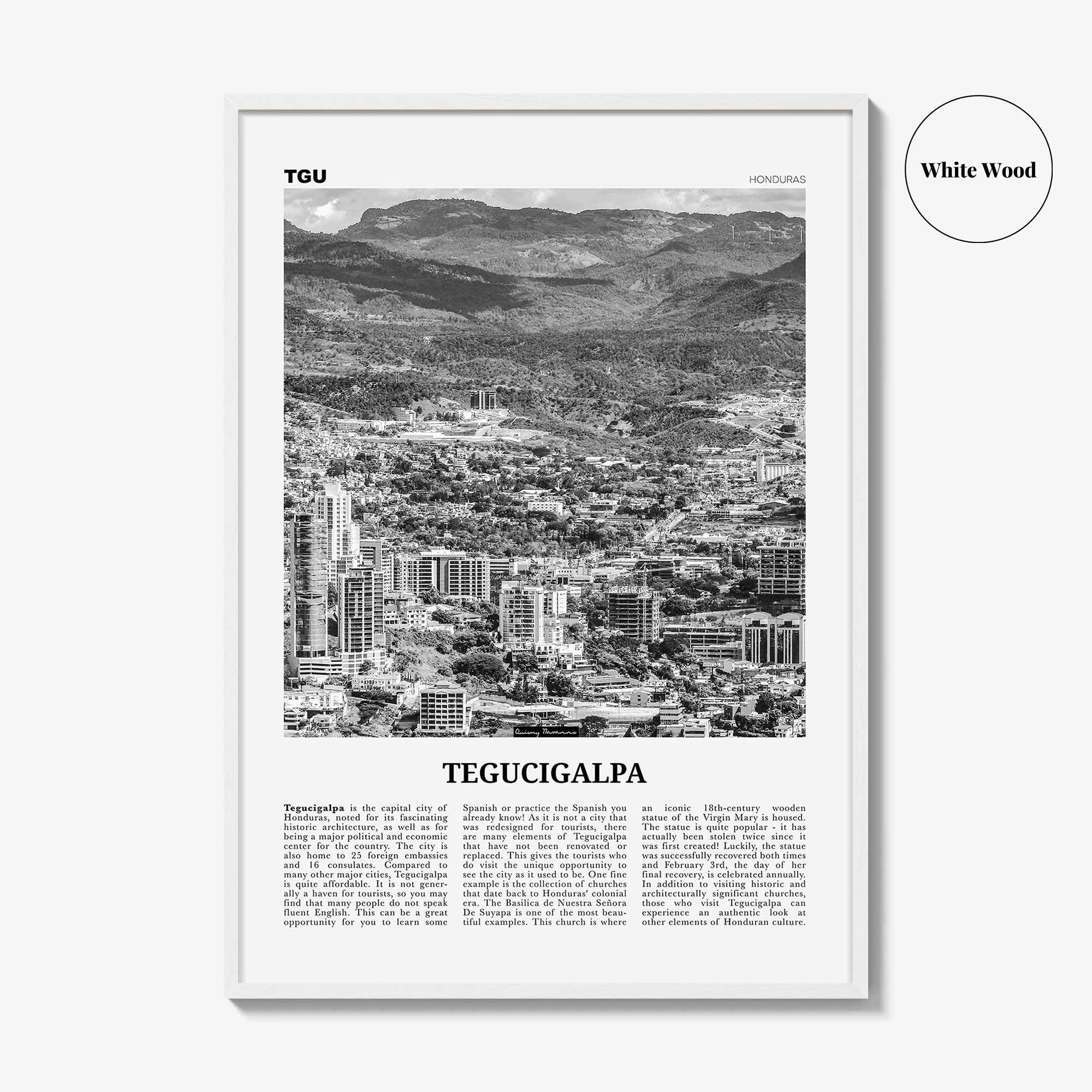 Tegucigalpa Print Black and White, Tegucigalpa Wall Art, Tegucigalpa Poster, Tegucigalpa Photo, Tegucigalpa Wall Décor, Honduras