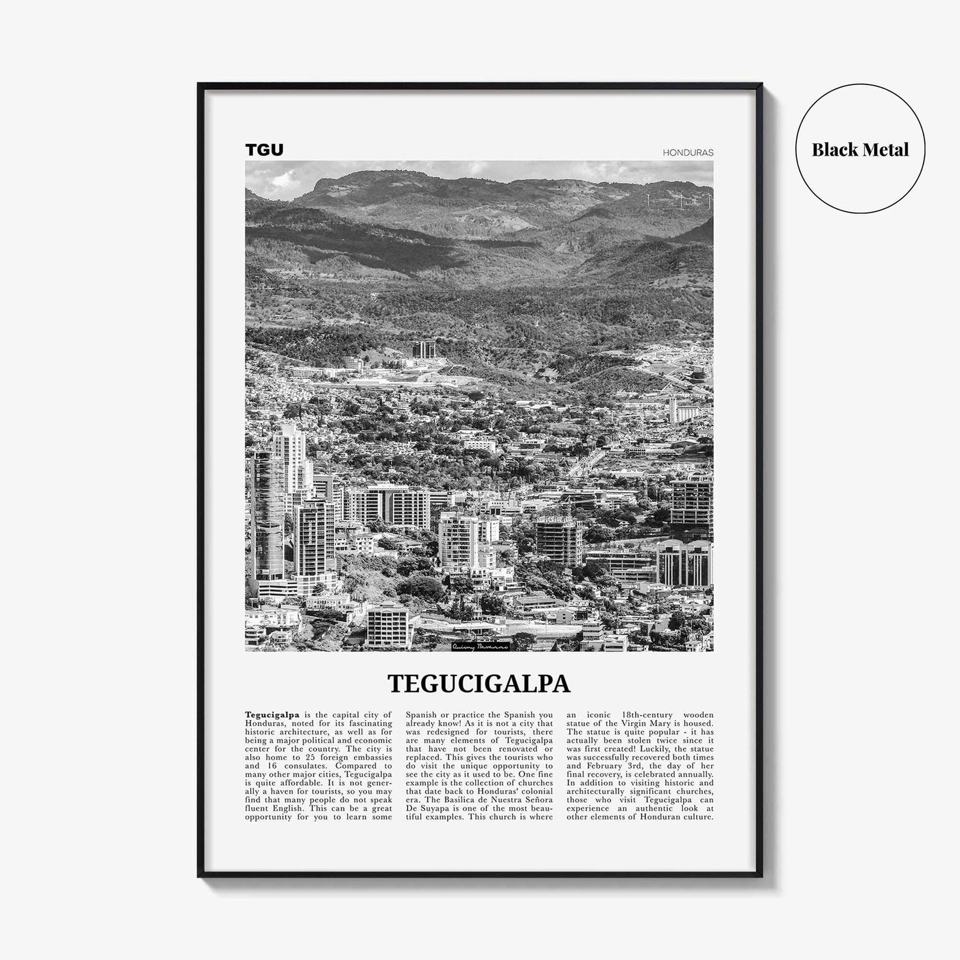 Tegucigalpa Print Black and White, Tegucigalpa Wall Art, Tegucigalpa Poster, Tegucigalpa Photo, Tegucigalpa Wall Décor, Honduras