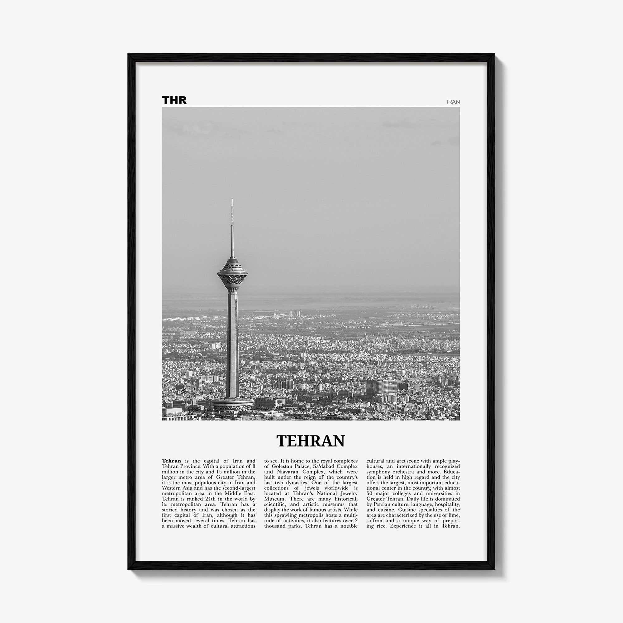 Tehran Print Black and White, Tehran Wall Art, Tehran Poster, Tehran Photo, Tehran Wall Décor