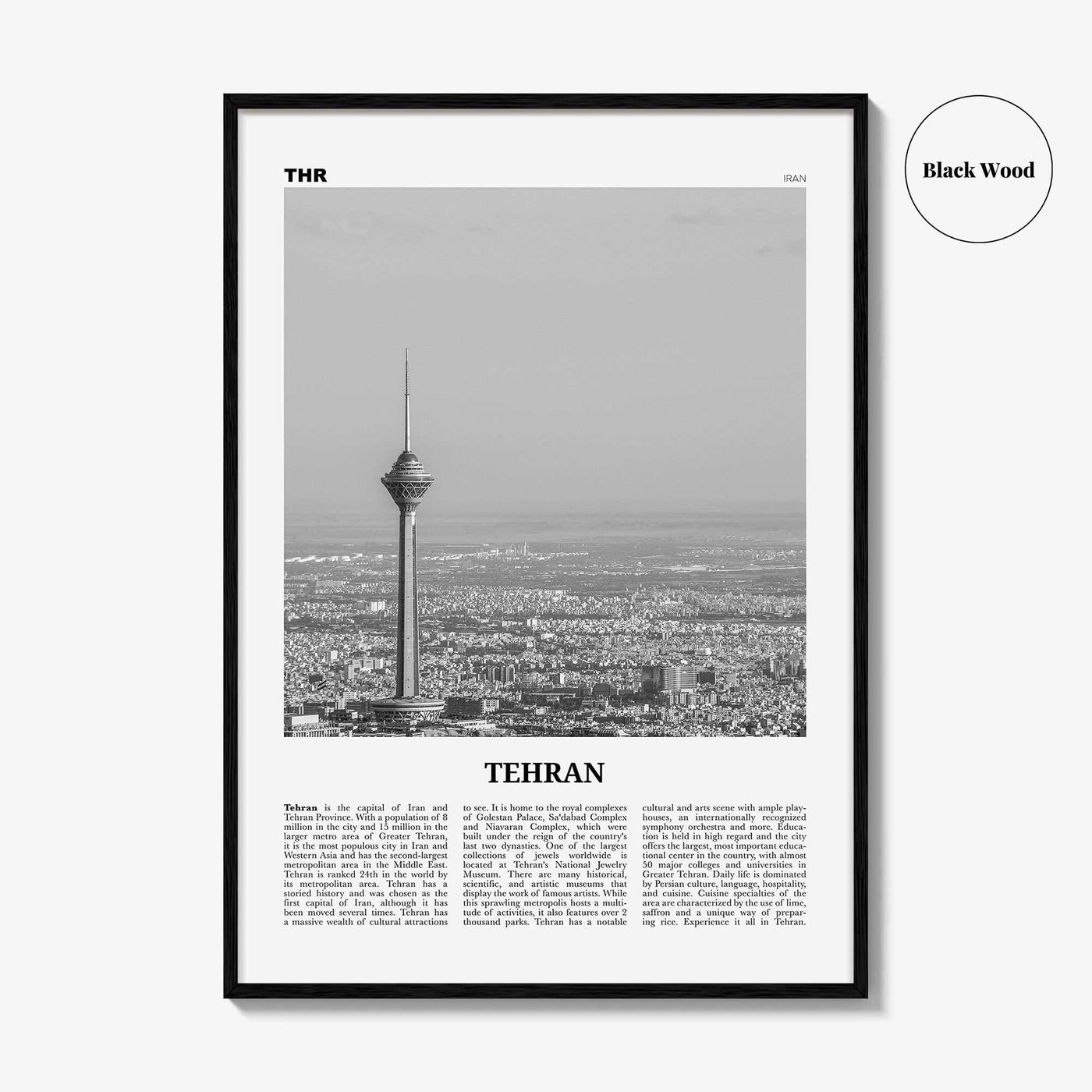 Tehran Print Black and White, Tehran Wall Art, Tehran Poster, Tehran Photo, Tehran Wall Décor