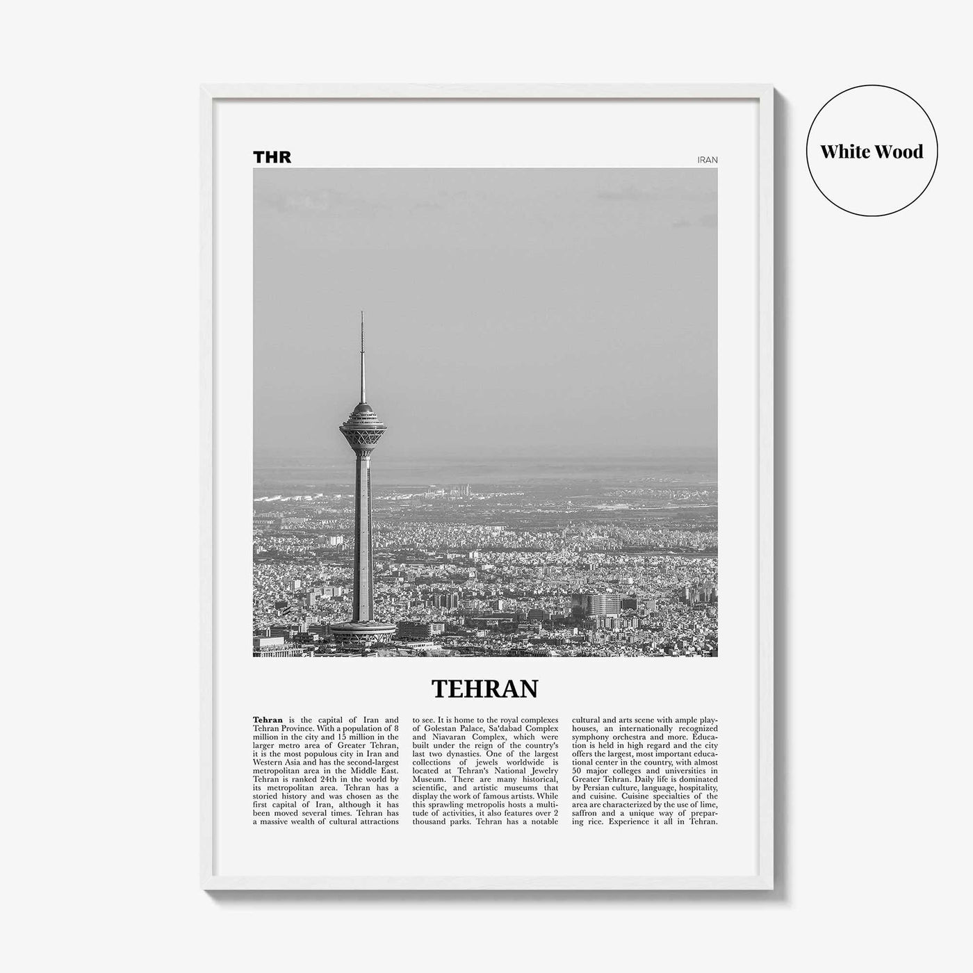 Tehran Print Black and White, Tehran Wall Art, Tehran Poster, Tehran Photo, Tehran Wall Décor