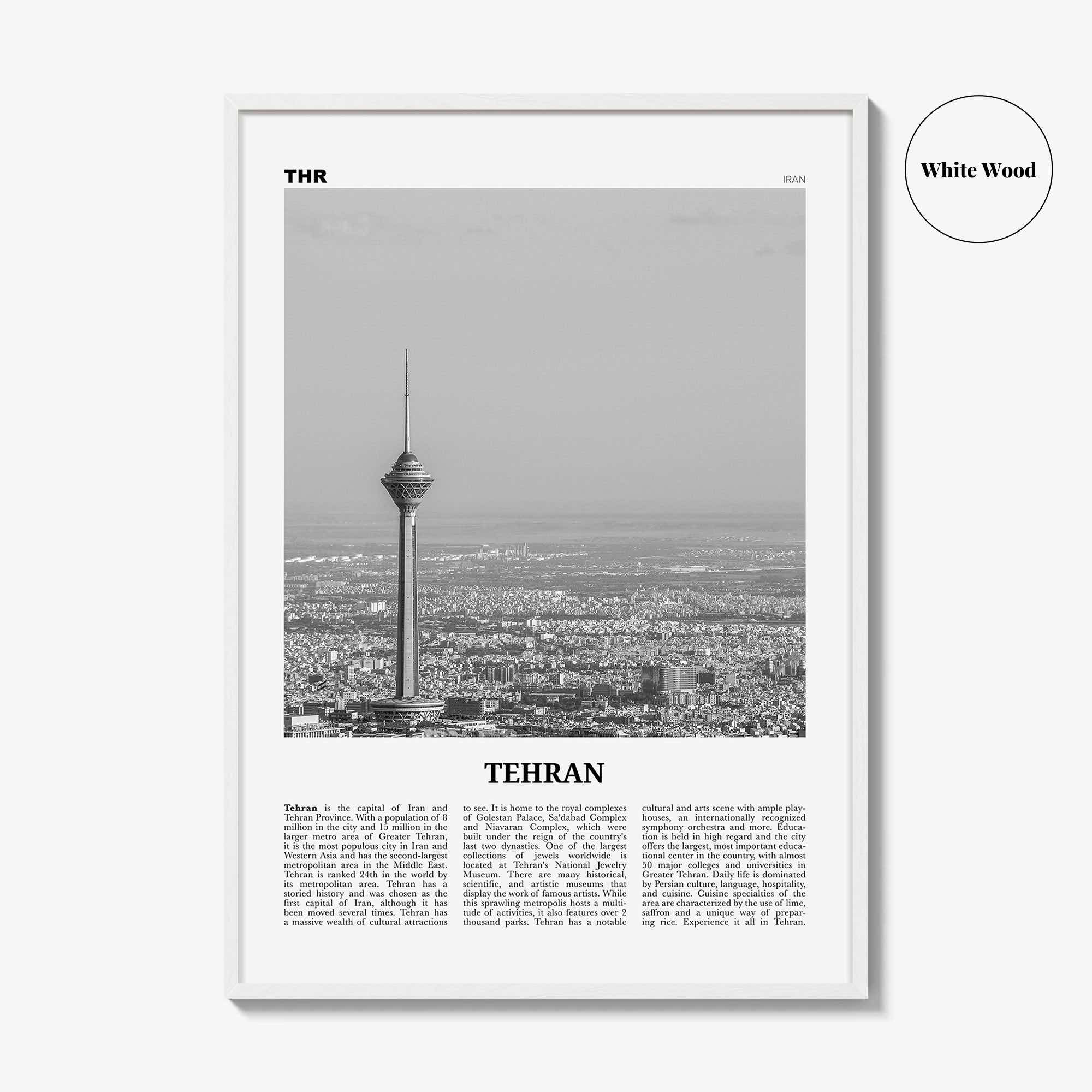 Tehran Print Black and White, Tehran Wall Art, Tehran Poster, Tehran Photo, Tehran Wall Décor