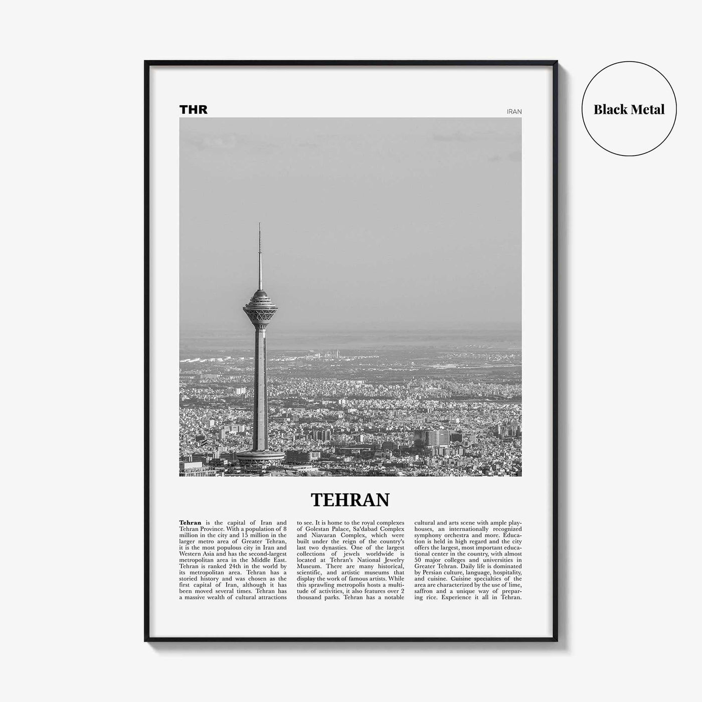 Tehran Print Black and White, Tehran Wall Art, Tehran Poster, Tehran Photo, Tehran Wall Décor