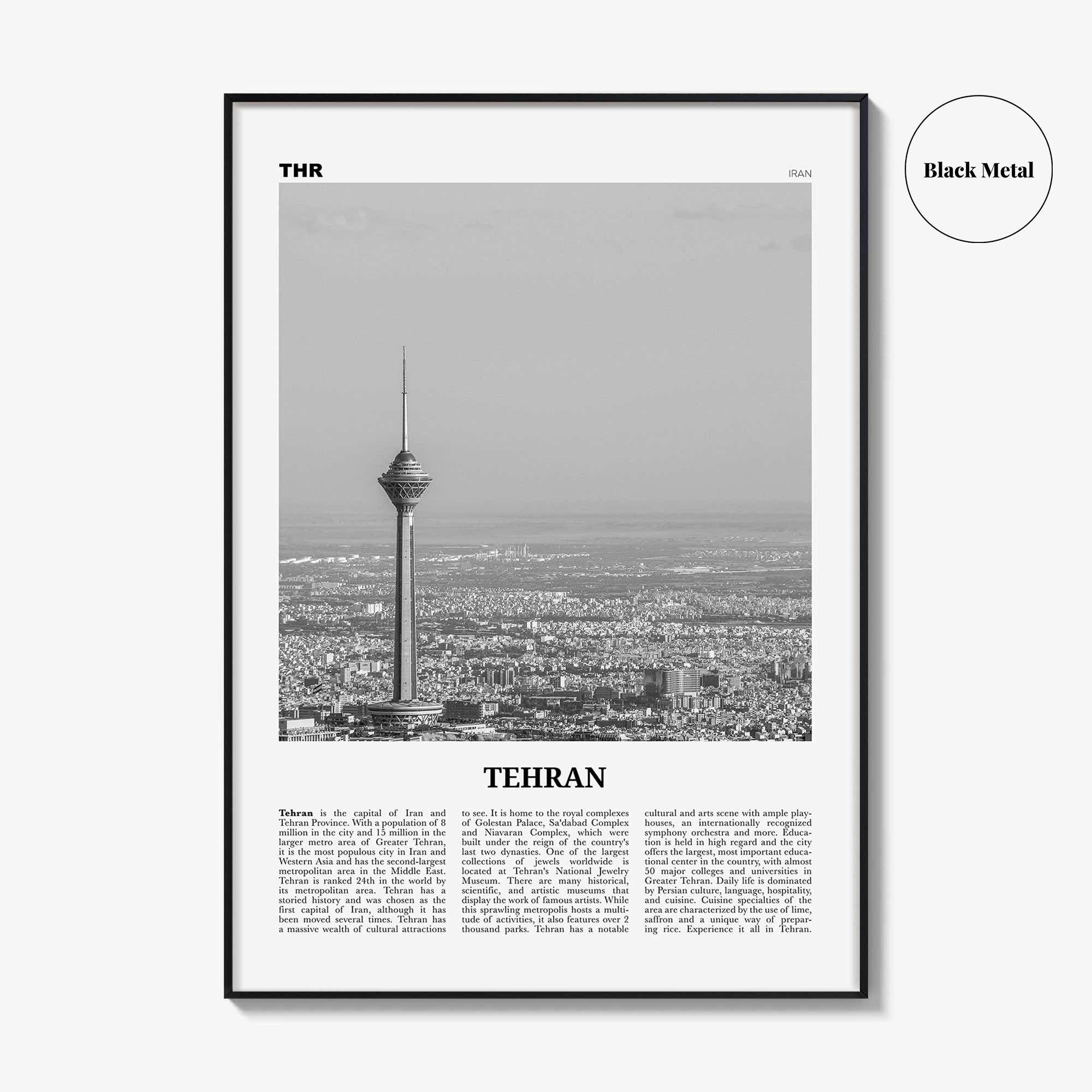 Tehran Print Black and White, Tehran Wall Art, Tehran Poster, Tehran Photo, Tehran Wall Décor