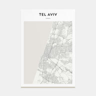 Tel Aviv Map Portrait Poster