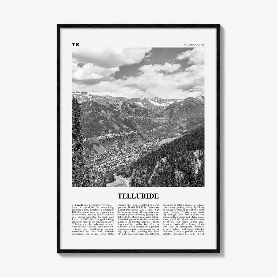 Telluride Print Black and White No 1, Telluride Wall Art, Telluride Poster, Telluride Photo, Telluride Wall Décor, Colorado, USA