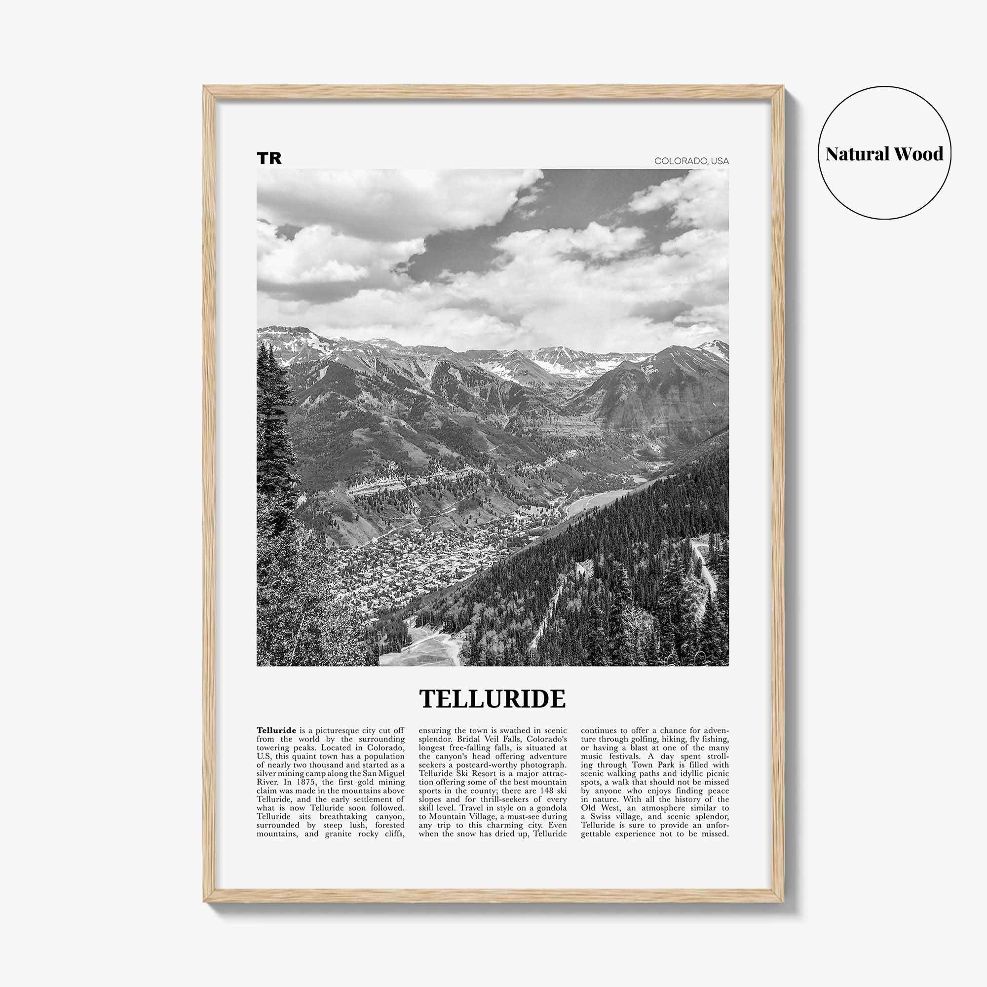 Telluride Print Black and White No 1, Telluride Wall Art, Telluride Poster, Telluride Photo, Telluride Wall Décor, Colorado, USA