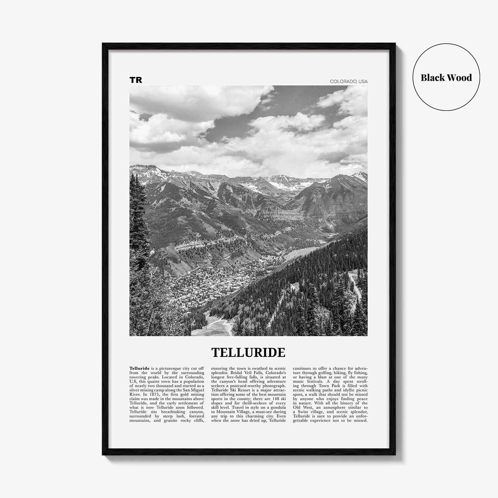 Telluride Print Black and White No 1, Telluride Wall Art, Telluride Poster, Telluride Photo, Telluride Wall Décor, Colorado, USA