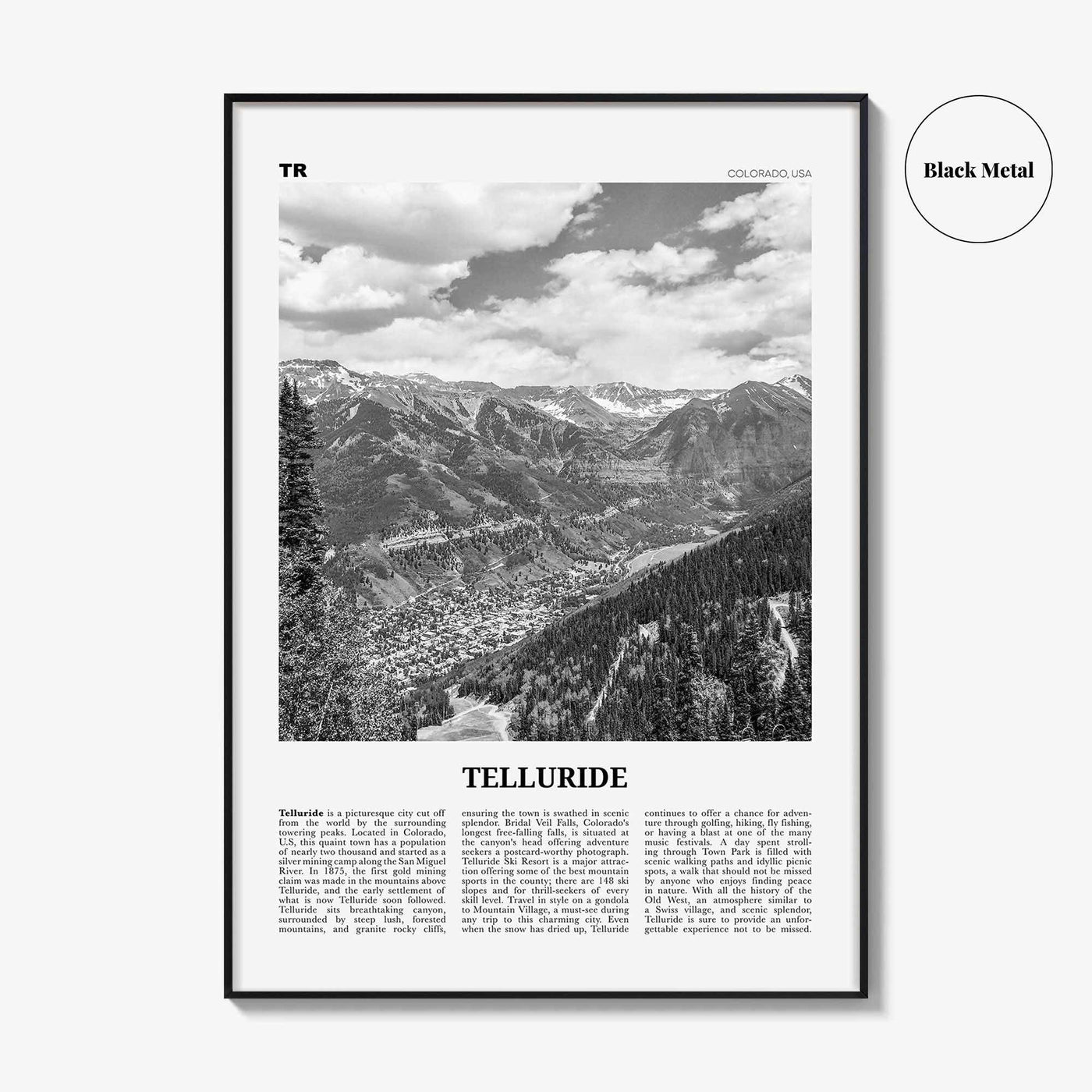 Telluride Print Black and White No 1, Telluride Wall Art, Telluride Poster, Telluride Photo, Telluride Wall Décor, Colorado, USA