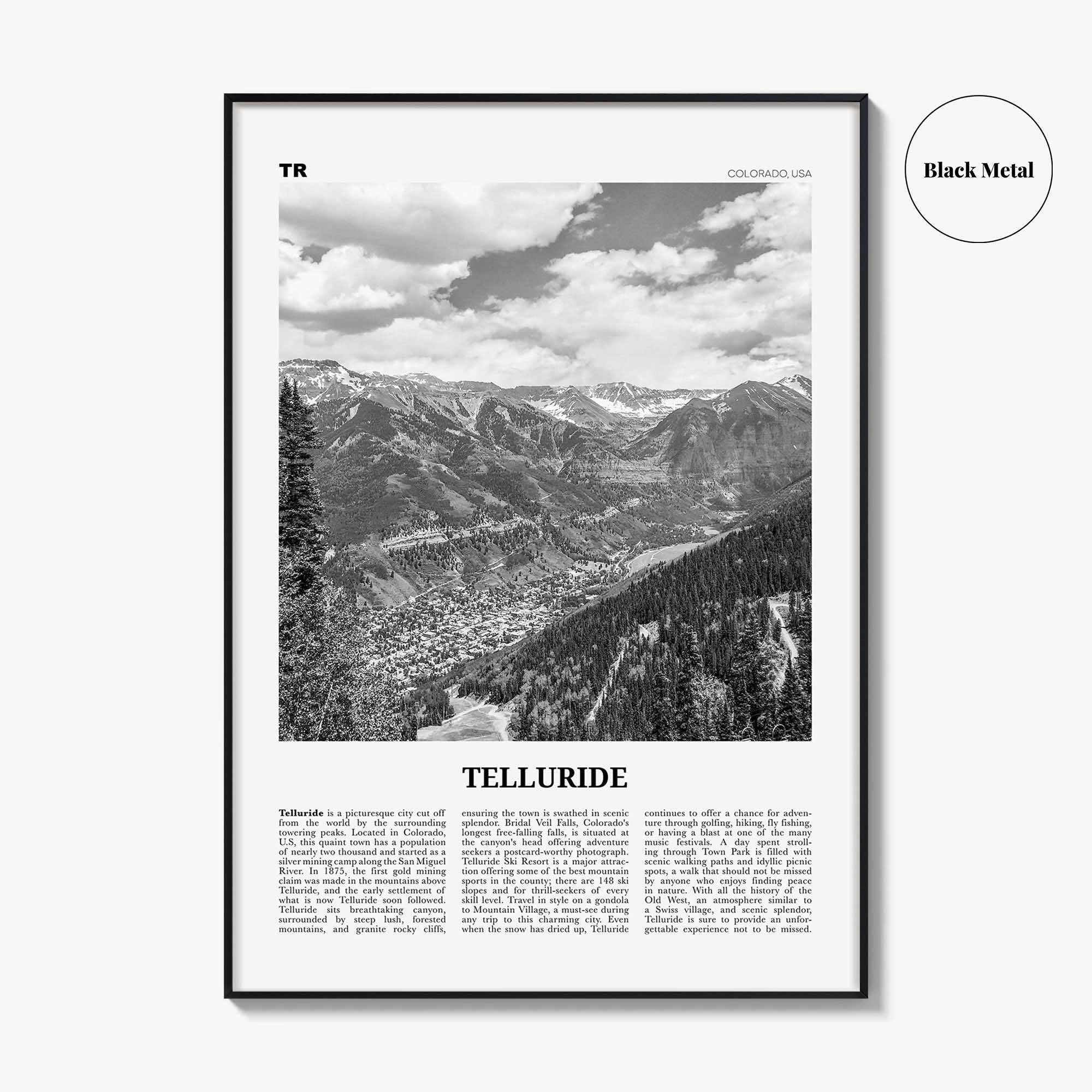 Telluride Print Black and White No 1, Telluride Wall Art, Telluride Poster, Telluride Photo, Telluride Wall Décor, Colorado, USA
