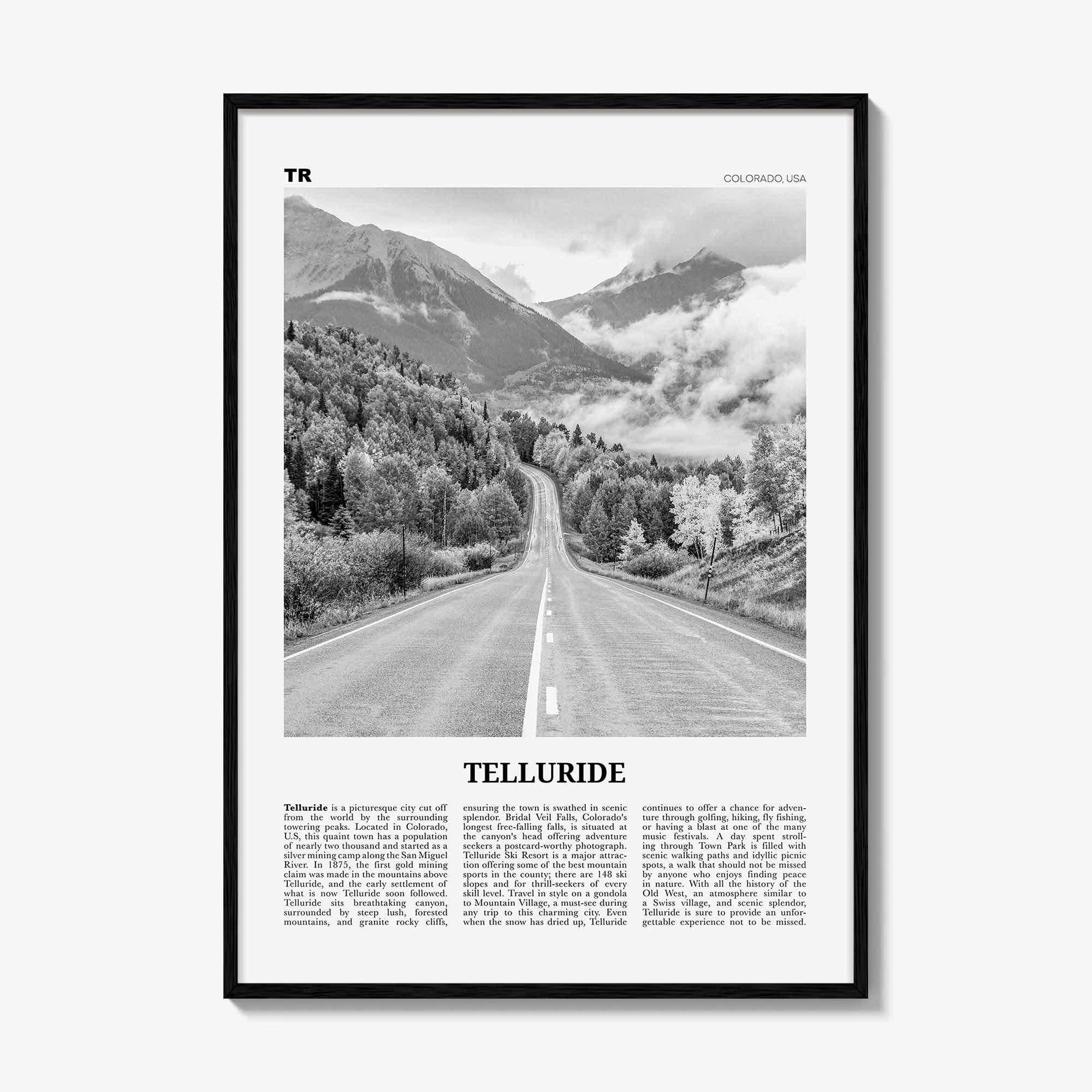 Telluride Print Black and White No 2, Telluride Wall Art, Telluride Poster, Telluride Photo, Telluride Wall Décor, Colorado, USA