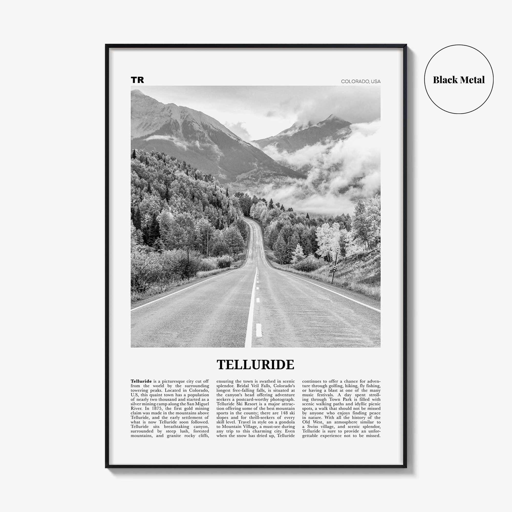 Telluride Print Black and White No 2, Telluride Wall Art, Telluride Poster, Telluride Photo, Telluride Wall Décor, Colorado, USA