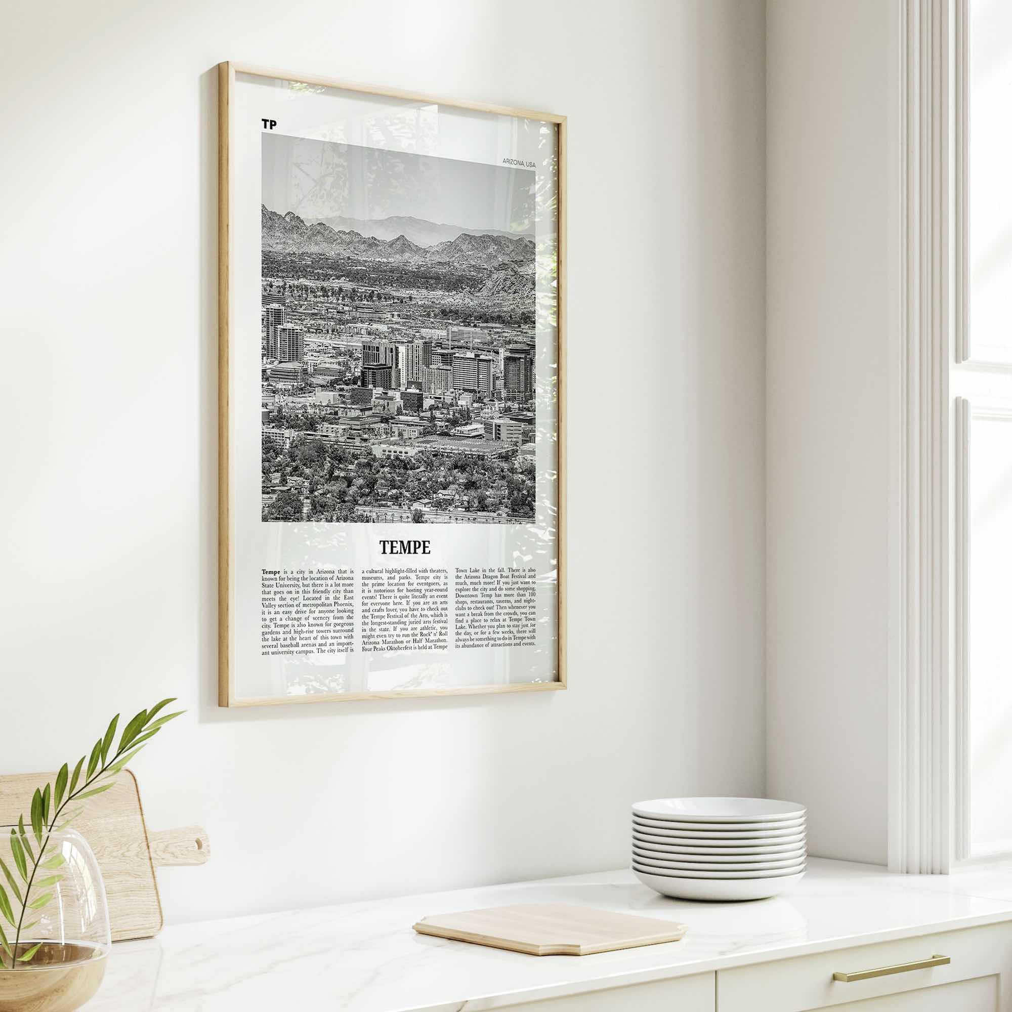 Tempe Print Black and White, Tempe Wall Art, Tempe Poster, Tempe Photo, Tempe Wall Décor, Arizona, USA, United States, North America